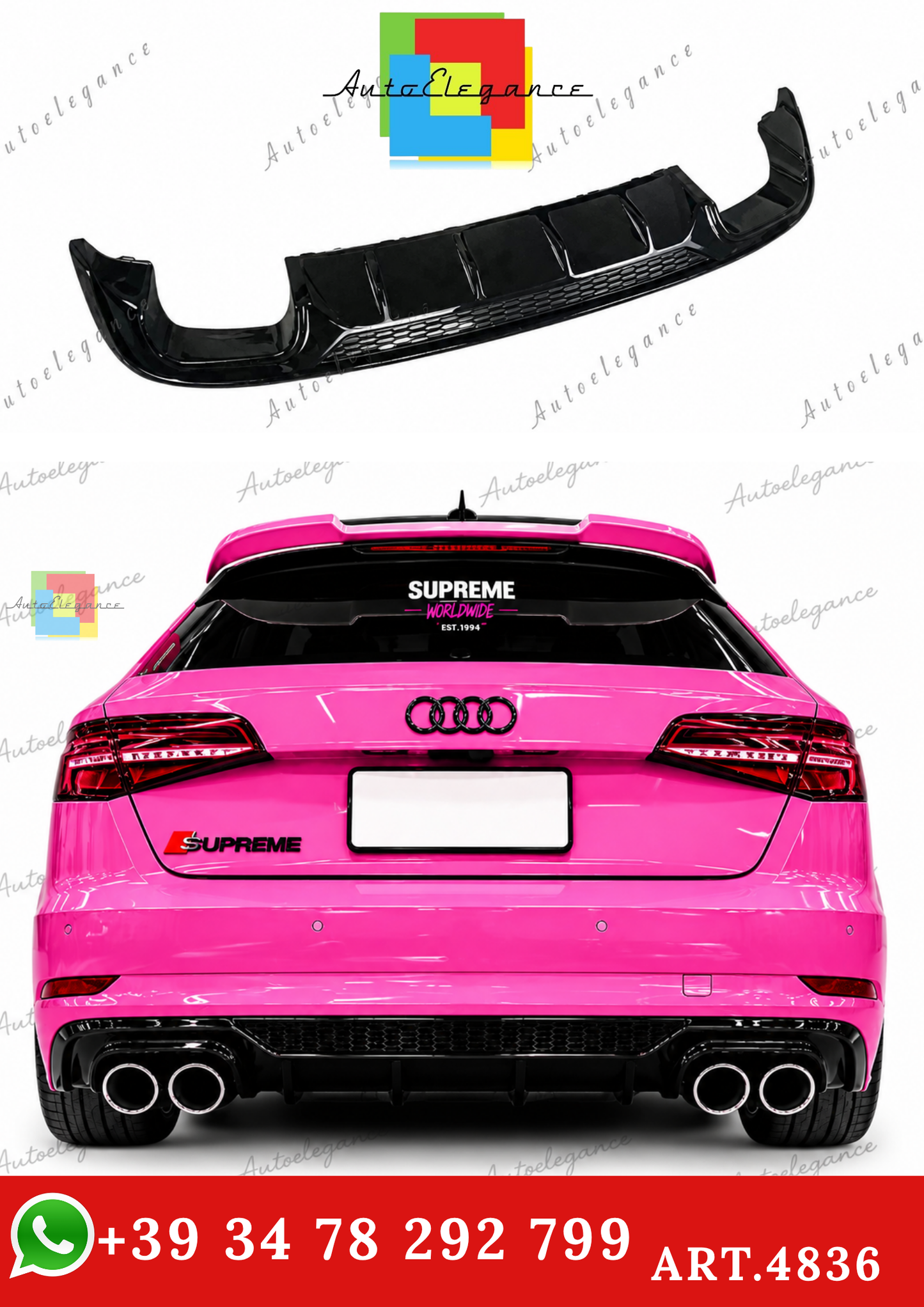🔥ART.4836 DIFFUSORI ADATTO PER AUDI A3 SPORTBACK 2016-2020 🔥