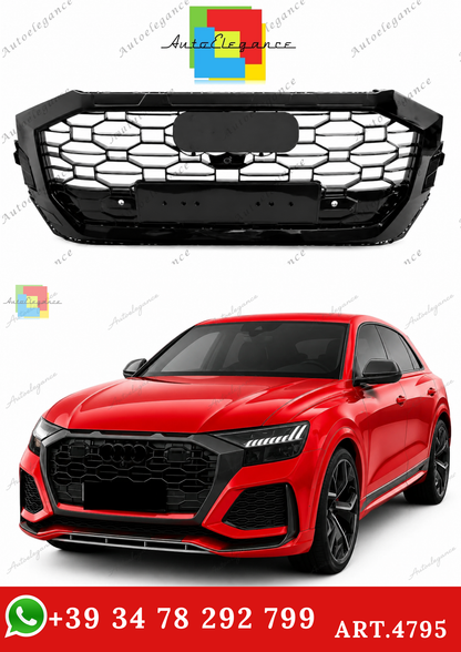 🔥ART.4795 GRIGLIA ANTERIORE SPORTIVA NERO LUCIDO PDC PER AUDI Q8 2018-2023🔥