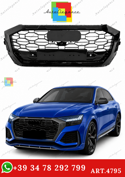 🔥ART.4795 GRIGLIA ANTERIORE SPORTIVA NERO LUCIDO PDC PER AUDI Q8 2018-2023🔥