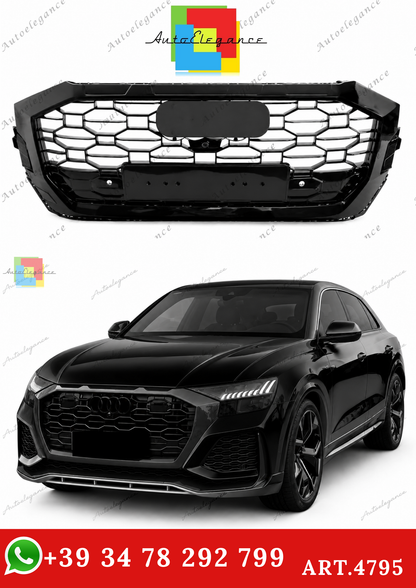 🔥ART.4795 GRIGLIA ANTERIORE SPORTIVA NERO LUCIDO PDC PER AUDI Q8 2018-2023🔥