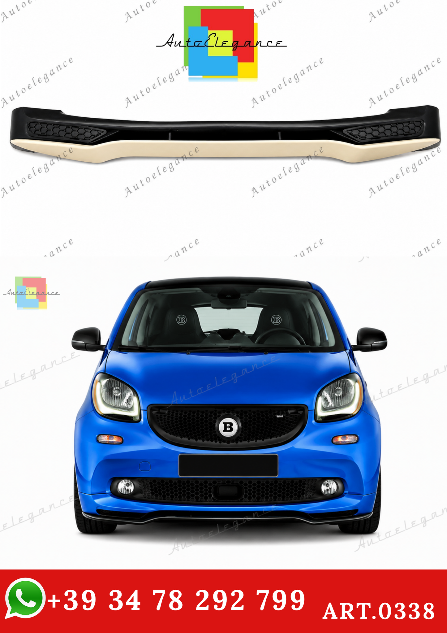 🔥ART.0338 SOTTO PARAURTI ADATTO PER SMART 453 ABS LOOK BRABUS (GREZZO)🔥