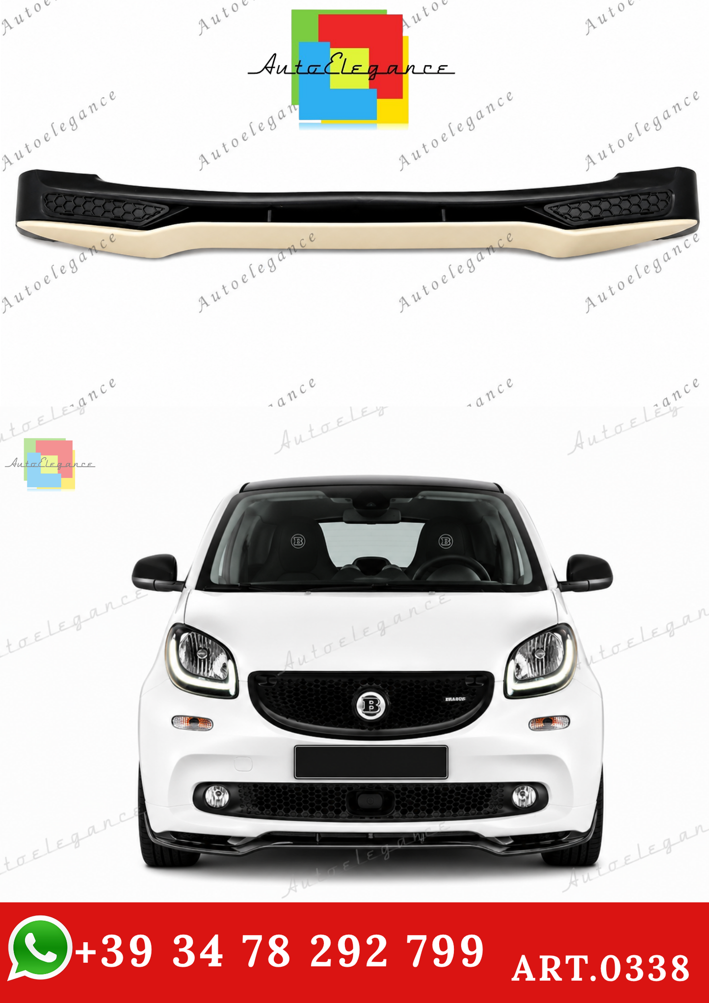 🔥ART.0338 SOTTO PARAURTI ADATTO PER SMART 453 ABS LOOK BRABUS (GREZZO)🔥