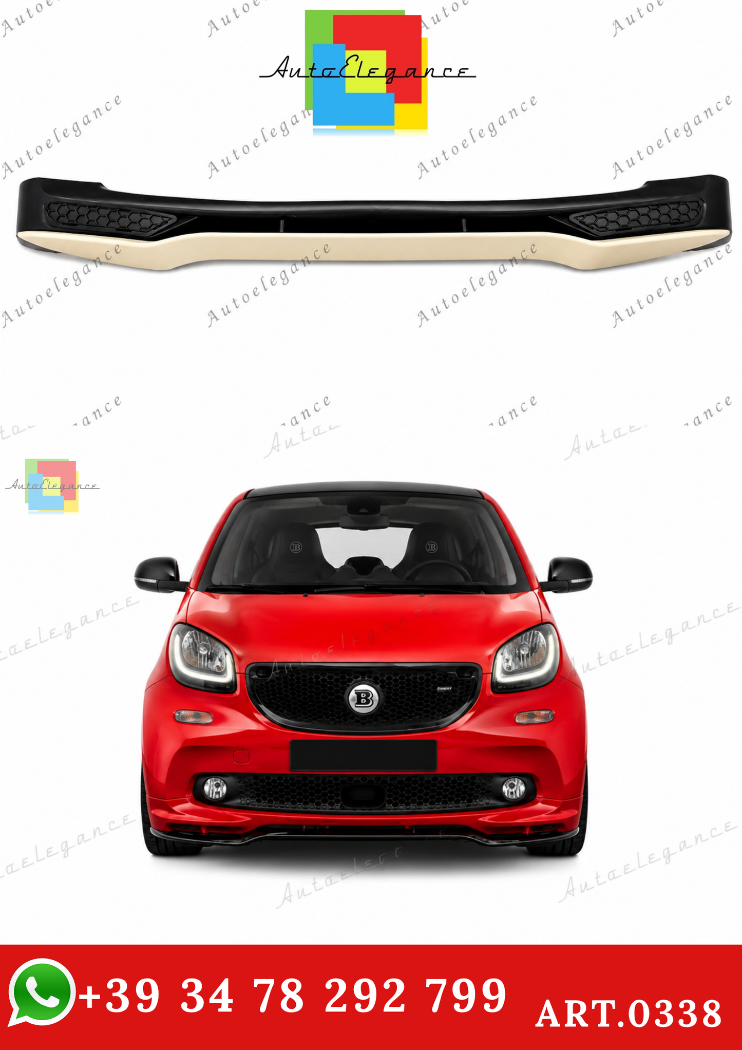 🔥ART.0338 SOTTO PARAURTI ADATTO PER SMART 453 ABS LOOK BRABUS (GREZZO)🔥
