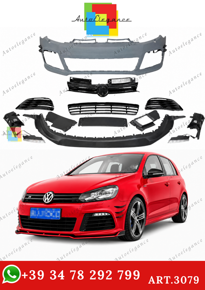 🔥ART.3079 PARAURTI ANTERIORE ADATTO PER VW GOLF 6 R20 FLAPS LOOK WRC🔥