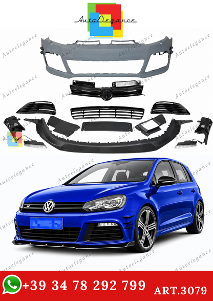 🔥ART.3079 PARAURTI ANTERIORE ADATTO PER VW GOLF 6 R20 FLAPS LOOK WRC🔥