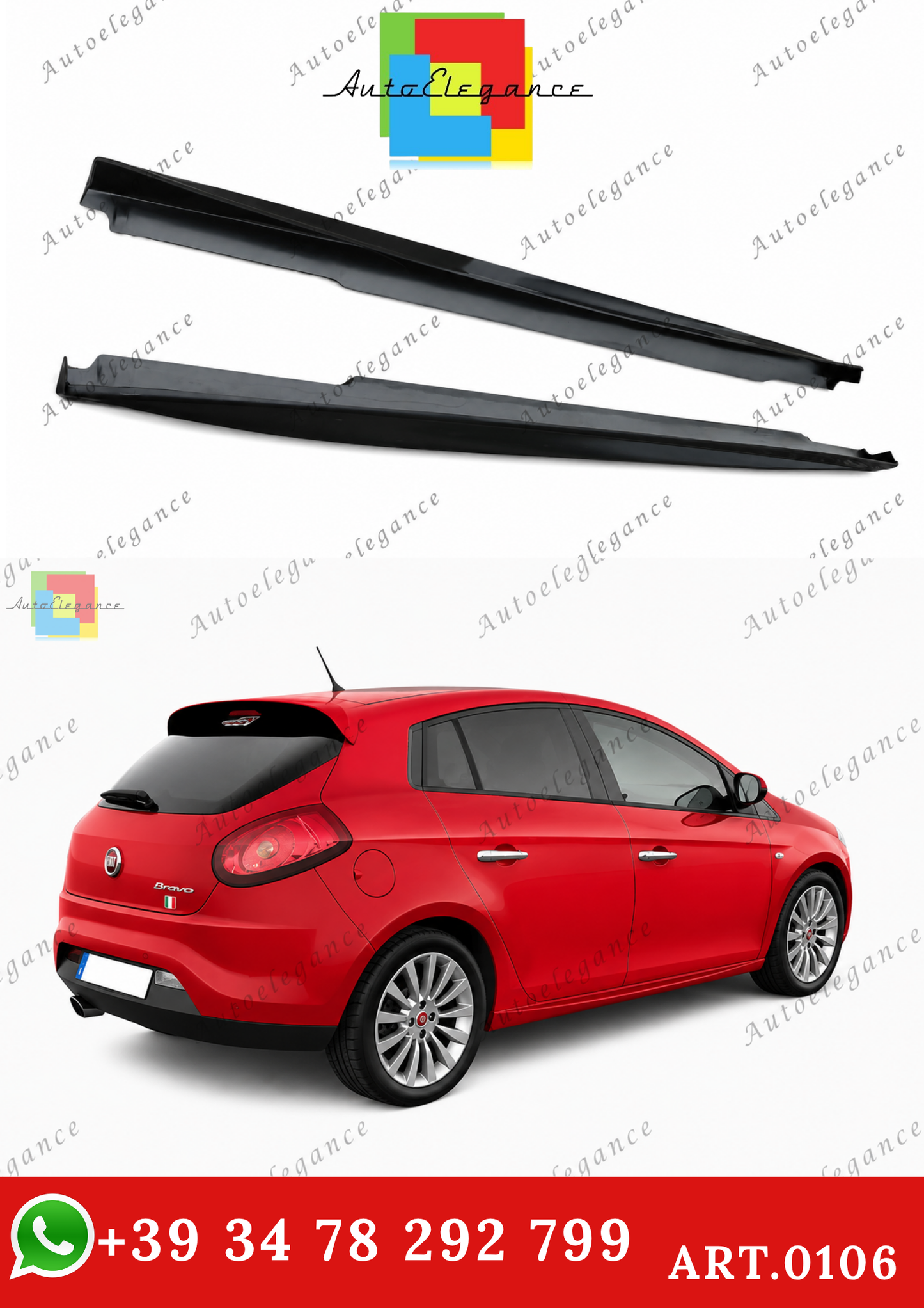 🔥ART.0106 COPPIA MINIGONNE LATERALI FIAT BRAVO II SOTTOPORTA SPORT ABS🔥