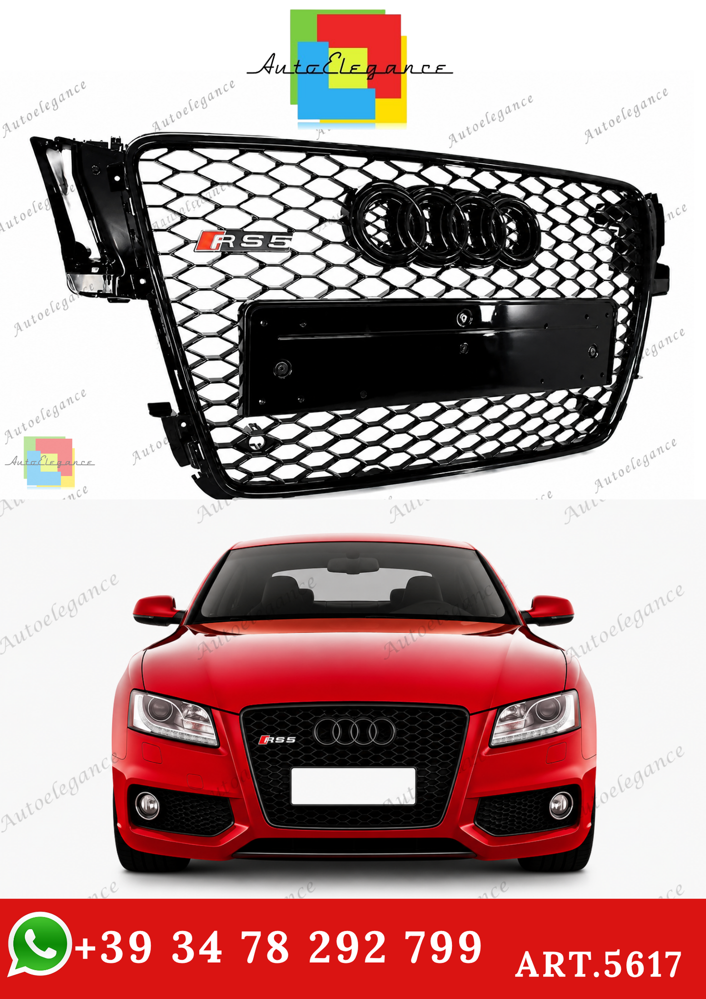 🔥ART.5617 GRIGLIA ANTERIORE RS5 A NIDO D’APE PER AUDI A5 / S5 8T 2007–2011🔥