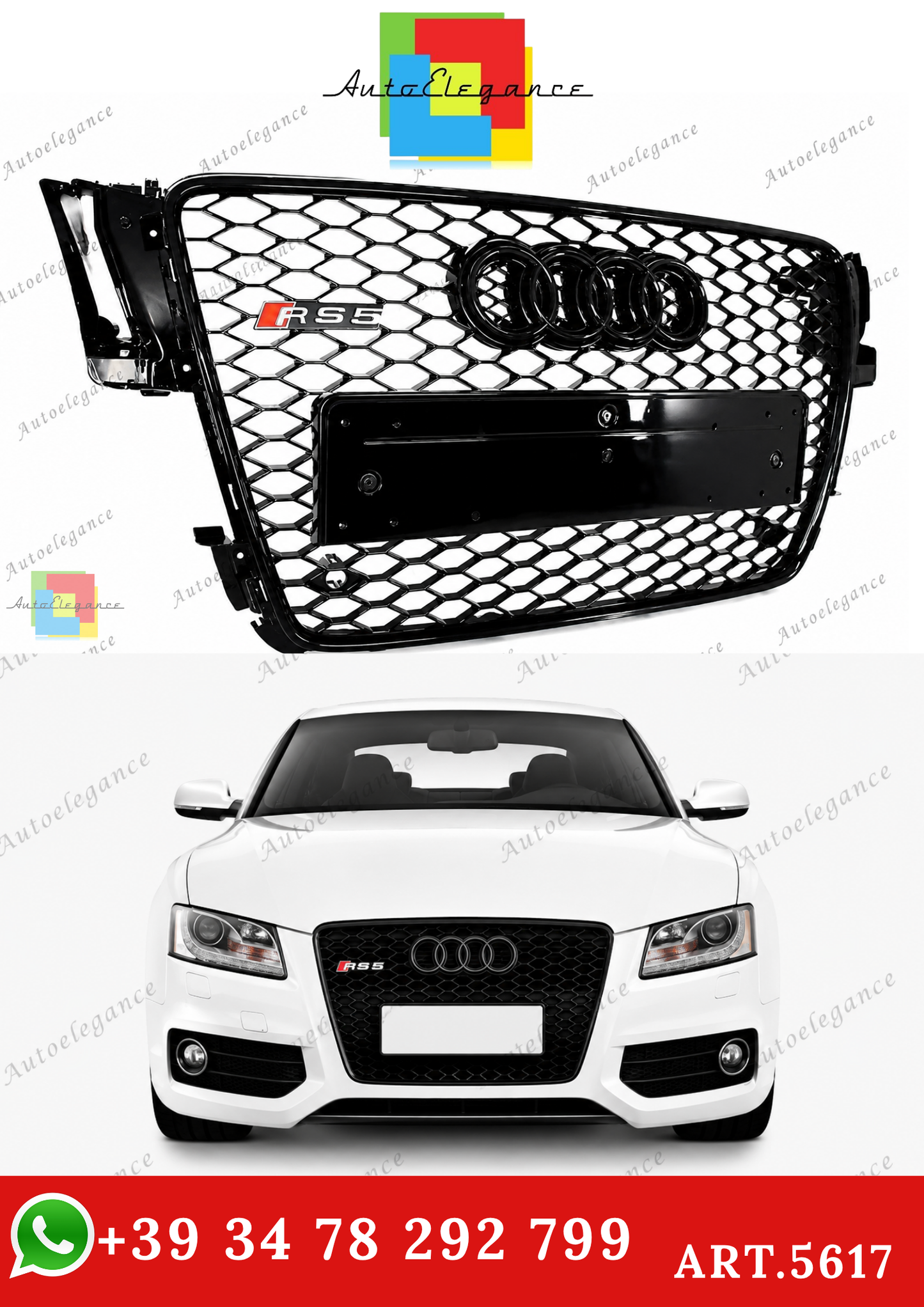 🔥ART.5617 GRIGLIA ANTERIORE RS5 A NIDO D’APE PER AUDI A5 / S5 8T 2007–2011🔥