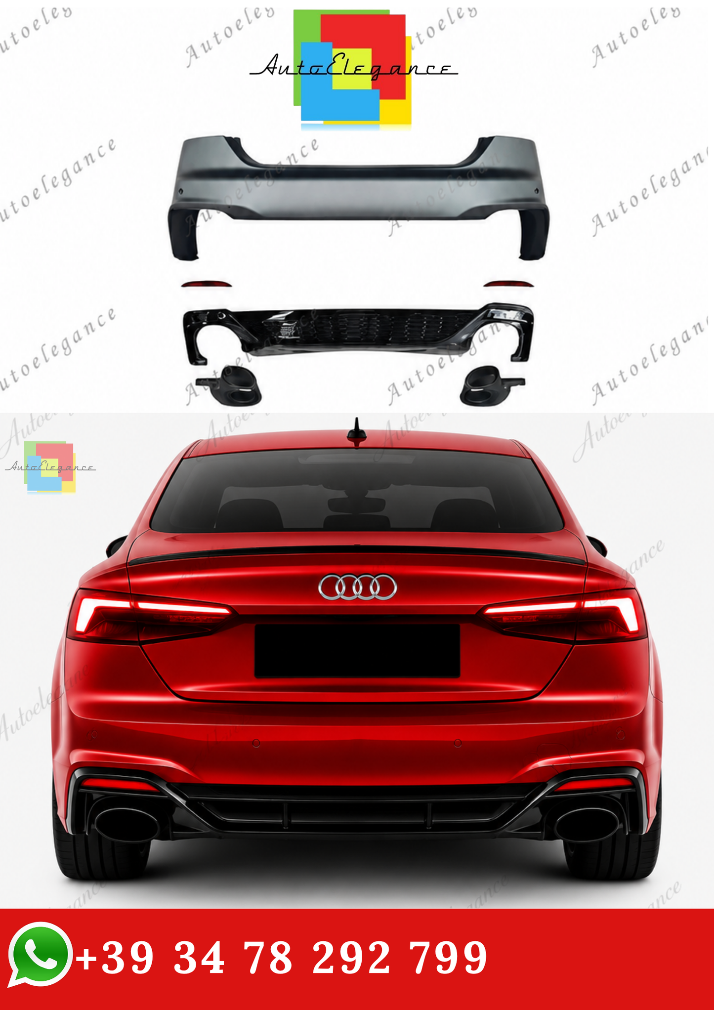 🔥PARAURTI POSTERIORE ADATTO PER AUDI A5 F5 16-19 LOOK RS5 2020+🔥