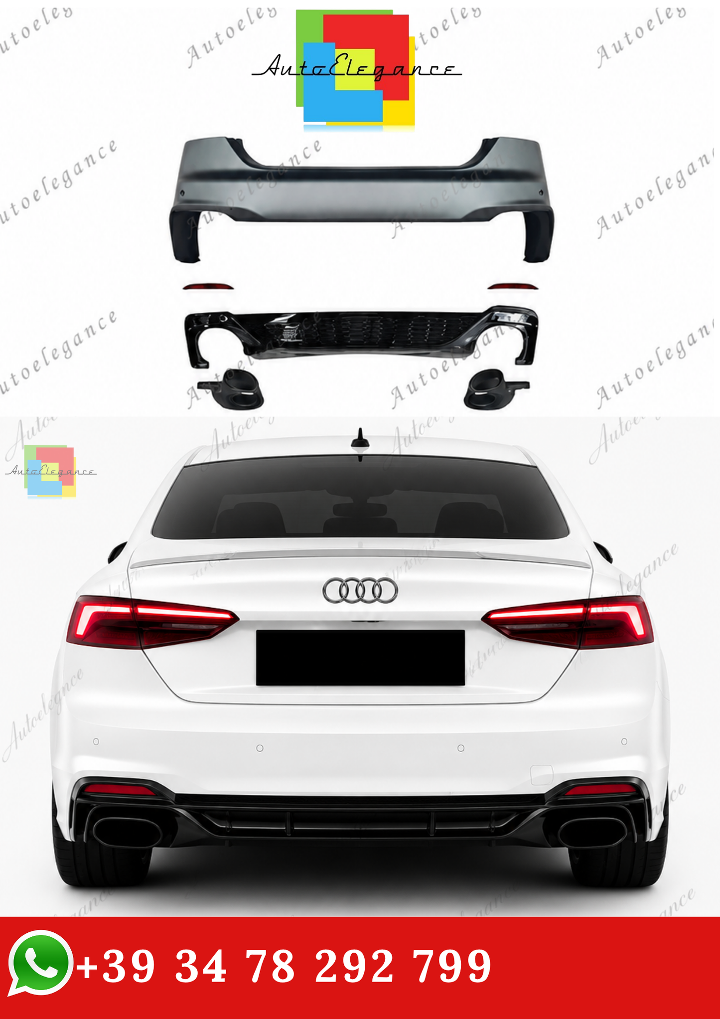 🔥PARAURTI POSTERIORE ADATTO PER AUDI A5 F5 16-19 LOOK RS5 2020+🔥
