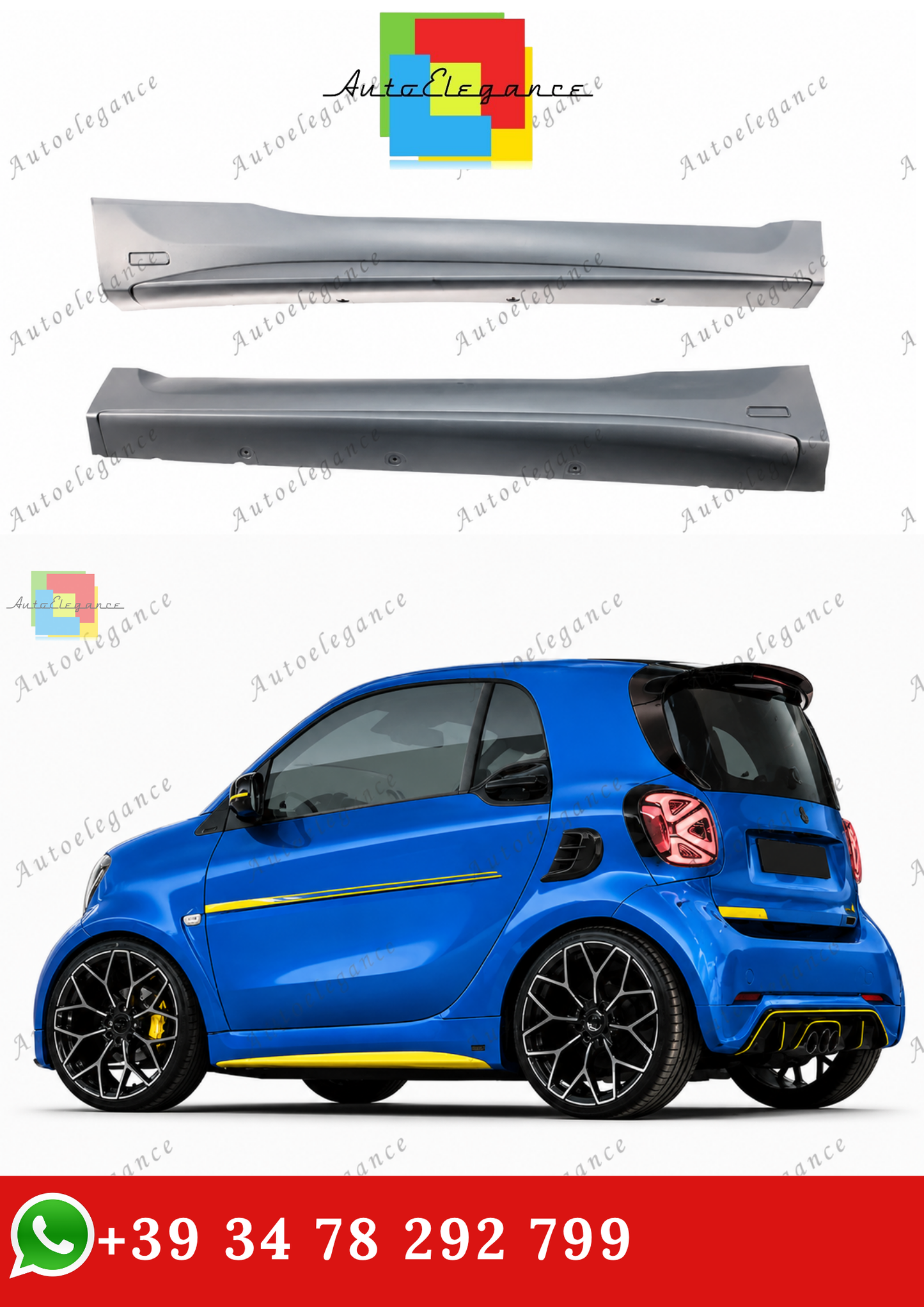 🔥MINIGONNE LATERALI STILE BRABUS PER SMART FORTWO (453) COUPE / CABRIO 🔥