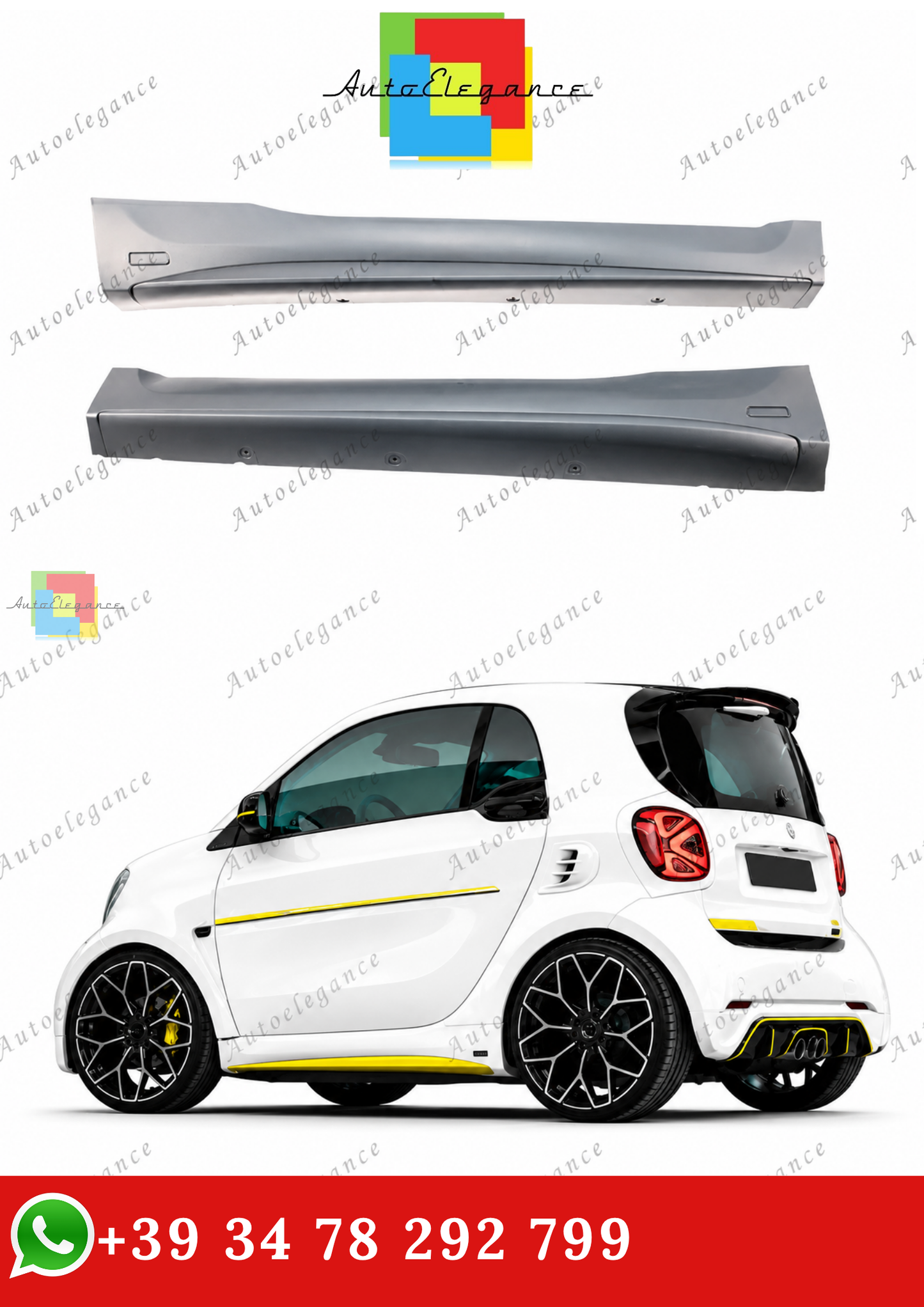 🔥MINIGONNE LATERALI STILE BRABUS PER SMART FORTWO (453) COUPE / CABRIO 🔥