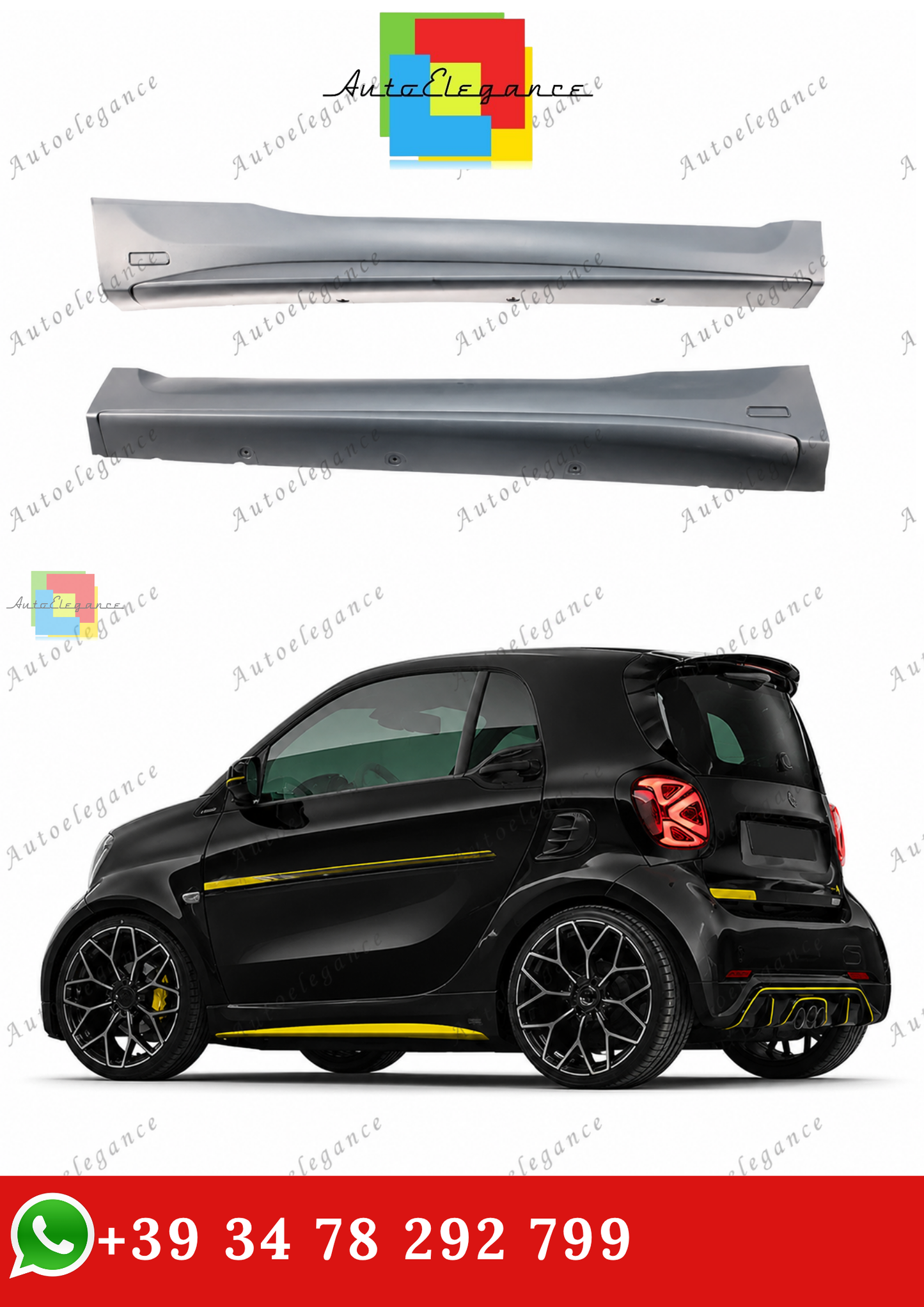 🔥MINIGONNE LATERALI STILE BRABUS PER SMART FORTWO (453) COUPE / CABRIO 🔥