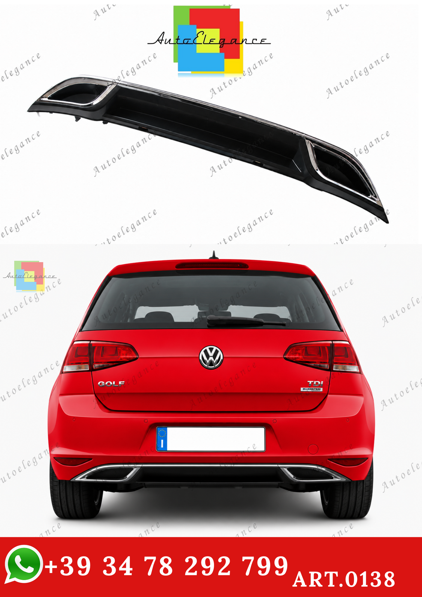 🔥ART.0138 DIFFUSORE PER VW GOLF 7 VII 12-16 SOTTO PARAURTI LOOK 7.5 IN ABS🔥