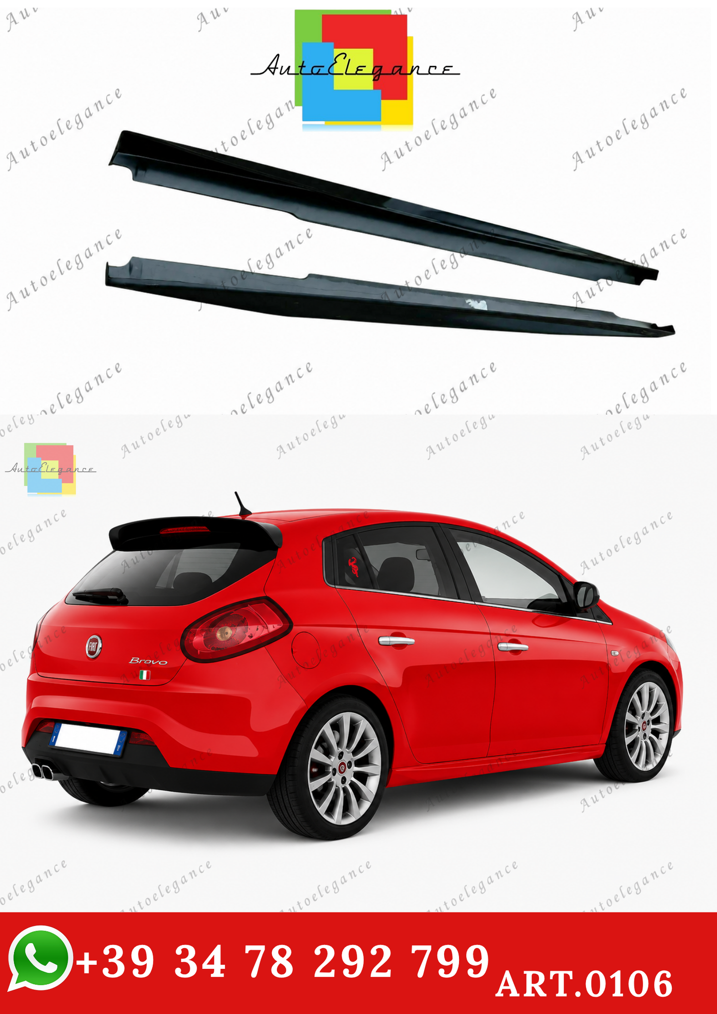 🔥ART.0106 COPPIA MINIGONNE LATERALI FIAT BRAVO II SOTTOPORTA SPORTIVI ABS🔥