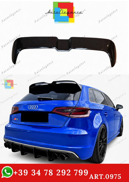 🔥ART.0975 SPOILER PER AUDI A3 8V 12-20 SPORTBACK LOOK OETTINGER NERO LUCIDO🔥