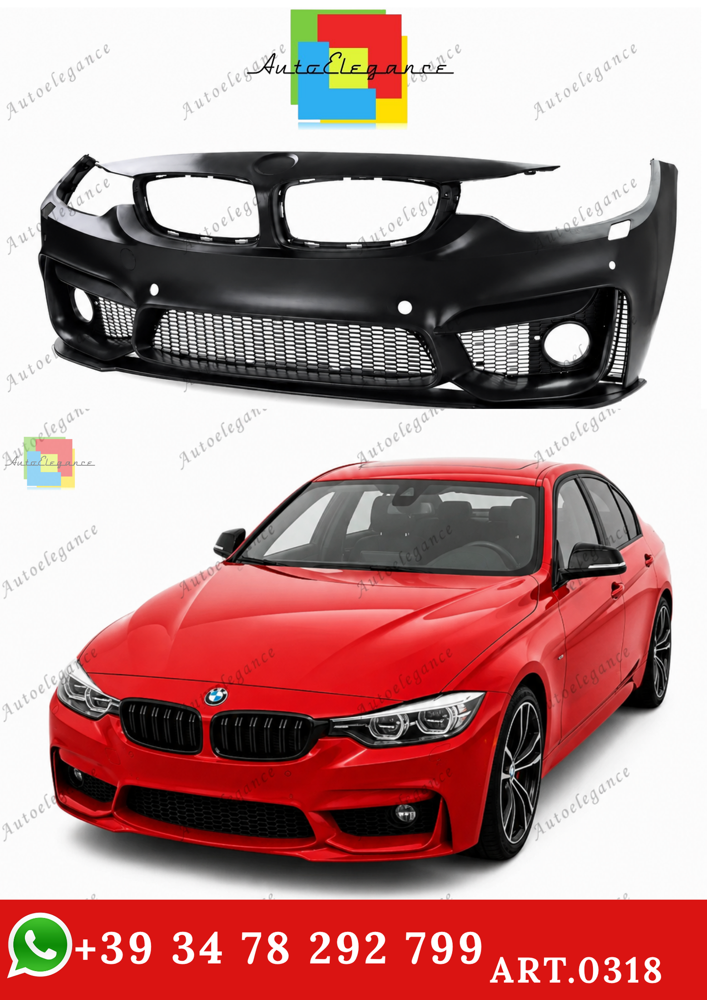 🔥ART.0318 PARAURTI ANTERIORE LOOK M4 CON SPLITTER ABS PER BMW SERIE 4 F32 F33🔥