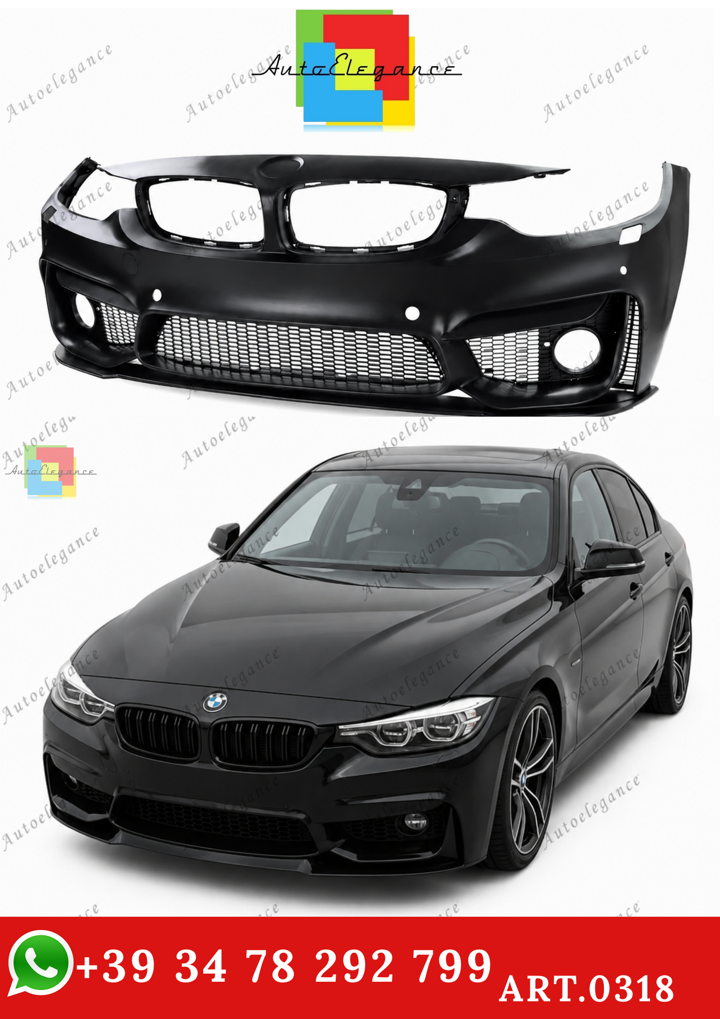 🔥ART.0318 PARAURTI ANTERIORE LOOK M4 CON SPLITTER ABS PER BMW SERIE 4 F32 F33🔥