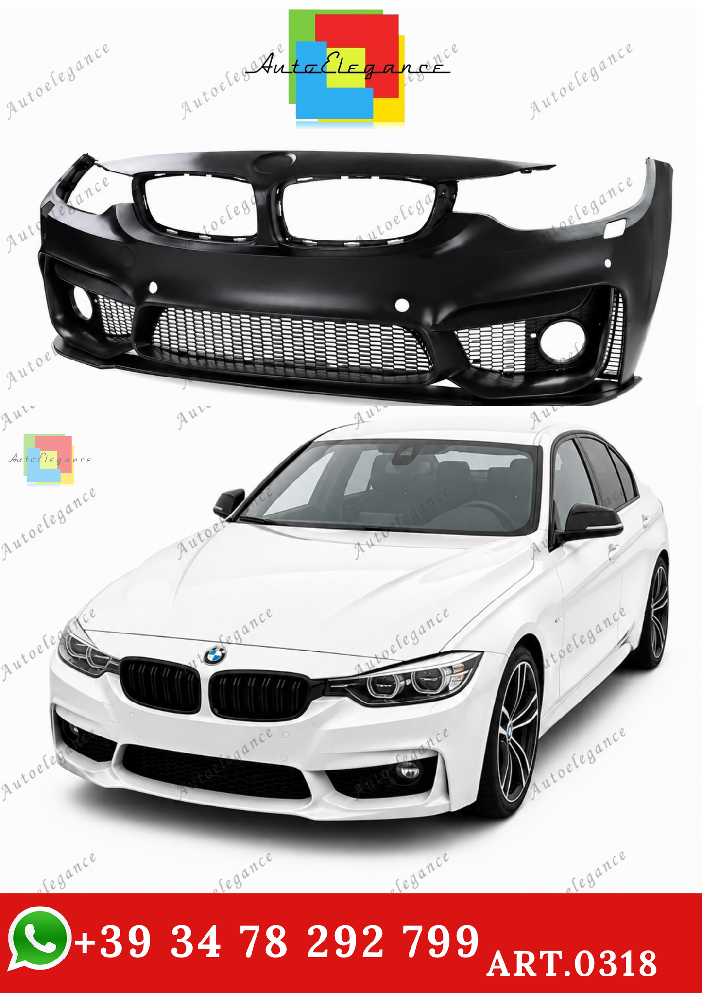 🔥ART.0318 PARAURTI ANTERIORE LOOK M4 CON SPLITTER ABS PER BMW SERIE 4 F32 F33🔥