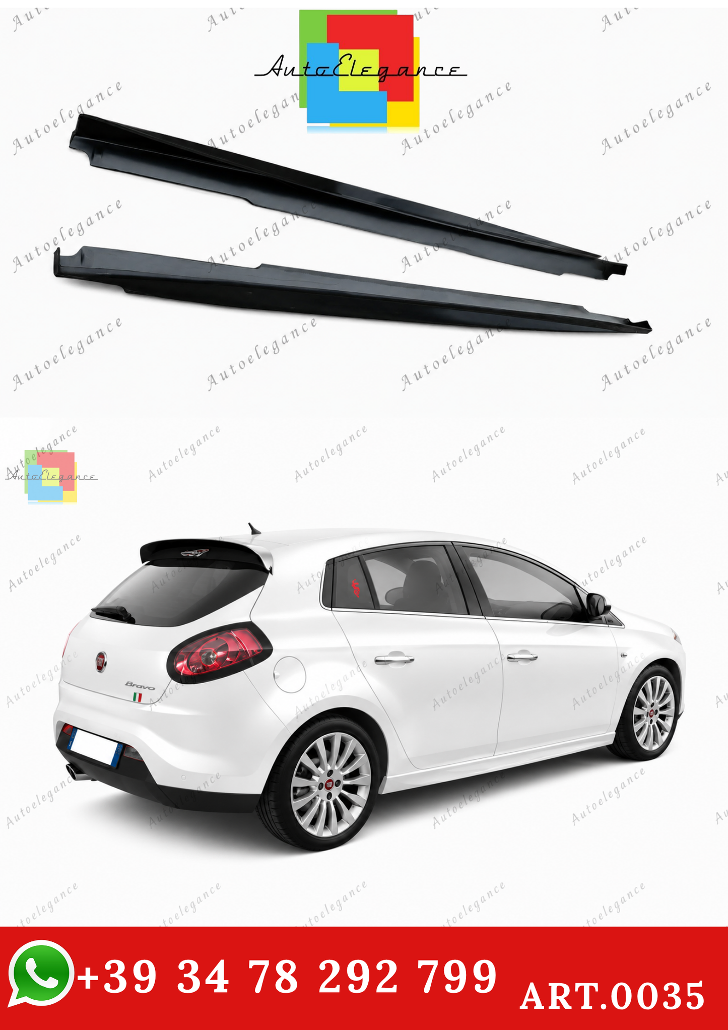 🔥ART.0035 MINIGONNE LATERALI FIAT BRAVO II SOTTOPORTA SPORTIVI SPORT ABS🔥