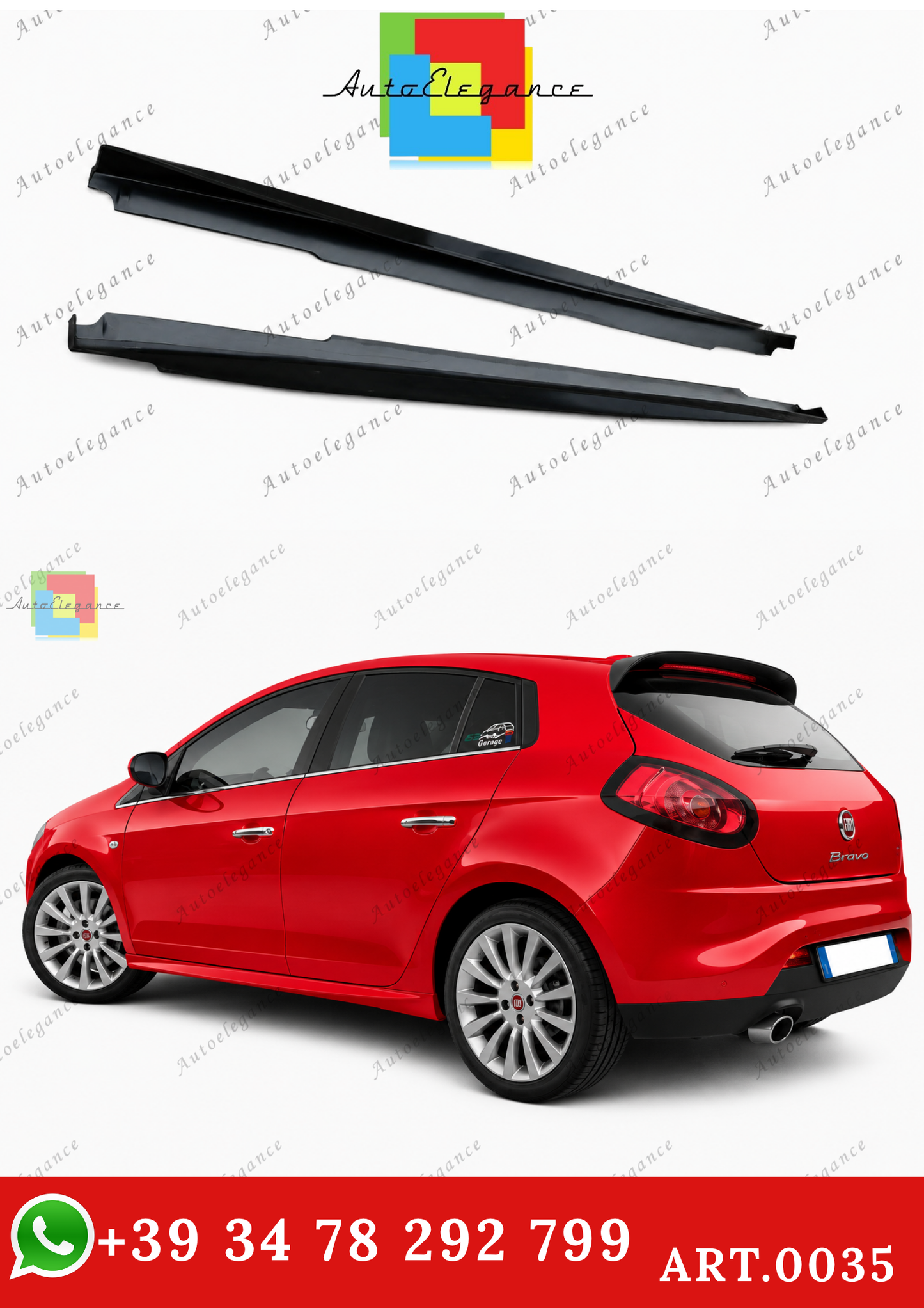 🔥ART.0035 MINIGONNE LATERALI FIAT BRAVO II SOTTOPORTA SPORTIVI SPORT ABS🔥