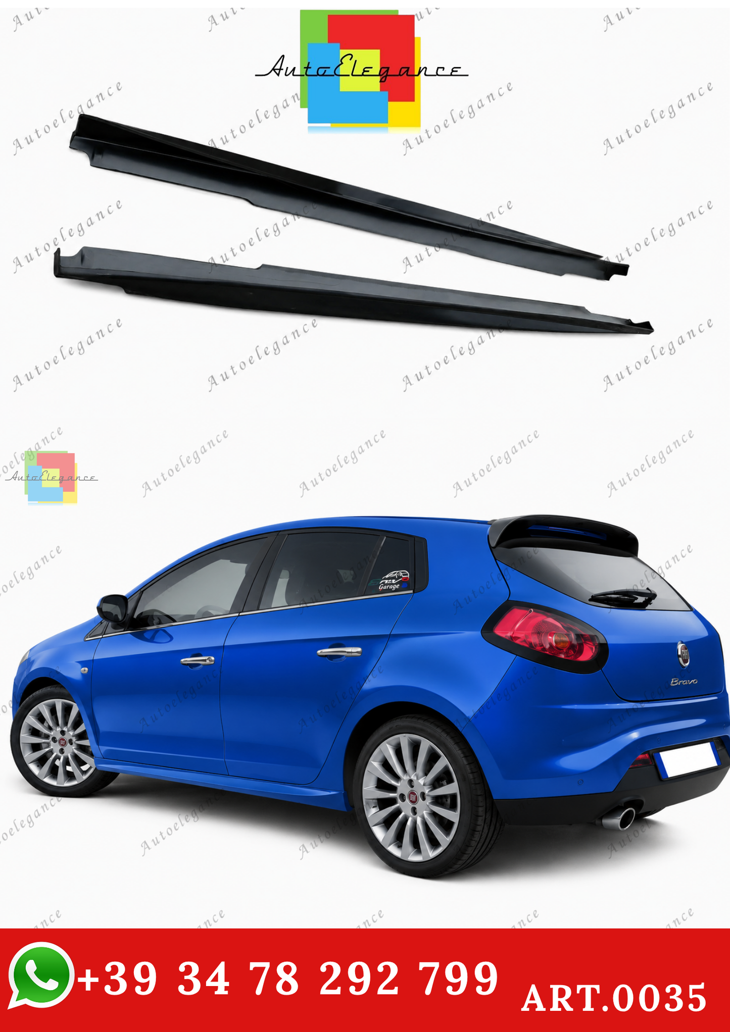 🔥ART.0035 MINIGONNE LATERALI FIAT BRAVO II SOTTOPORTA SPORTIVI SPORT ABS🔥