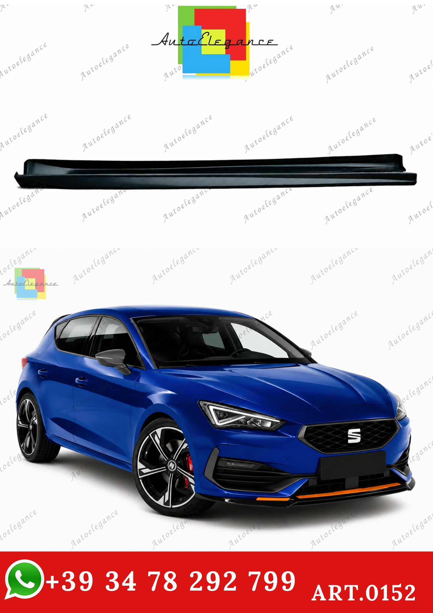 🔥ART.0152 MINIGONNE LATERALI SEAT LEON KL 2019+ LOOK CUPRA FR ABS PLASTIC🔥