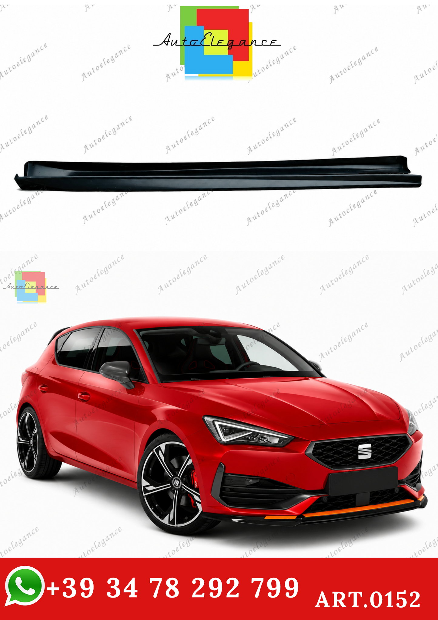 🔥ART.0152 MINIGONNE LATERALI SEAT LEON KL 2019+ LOOK CUPRA FR ABS PLASTIC🔥
