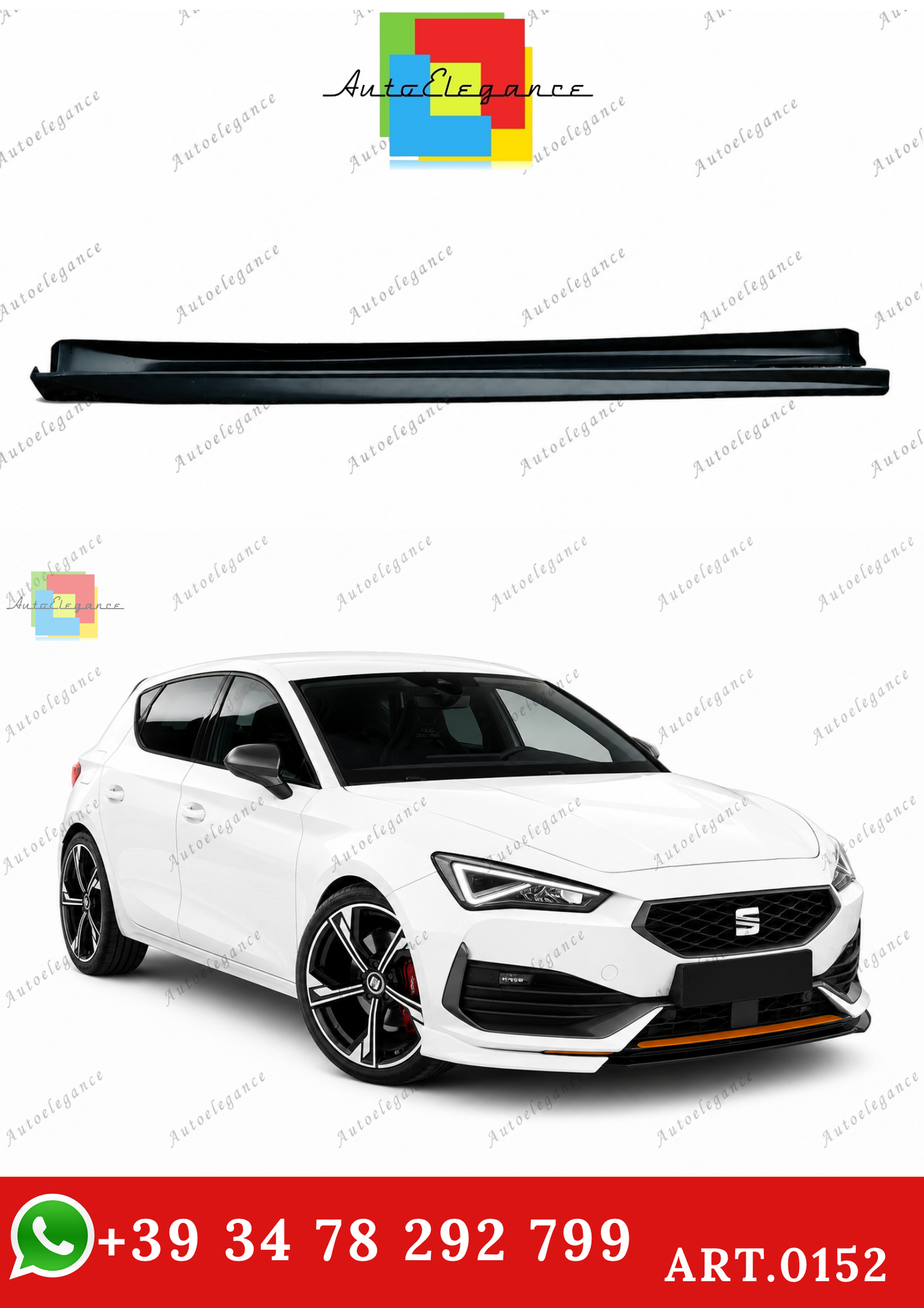 🔥ART.0152 MINIGONNE LATERALI SEAT LEON KL 2019+ LOOK CUPRA FR ABS PLASTIC🔥