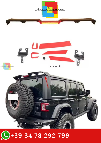 🔥SPOILER POSTERIORE TETTO AUTO CON LUCE FANALI PER JEEP WRANGLER JK JL 18-24🔥