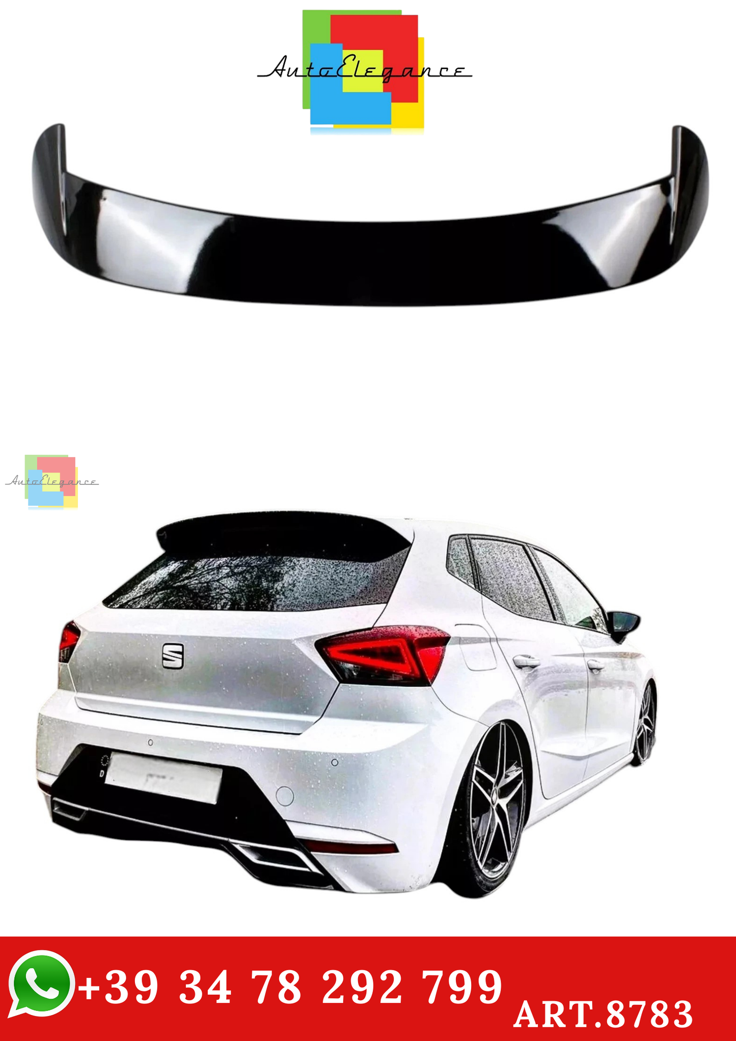 🔥ART.8783 SPOILER POSTERIORE NERO LUCIDO SEAT IBIZA MK5 6F ALA CUPRA 17-22🔥