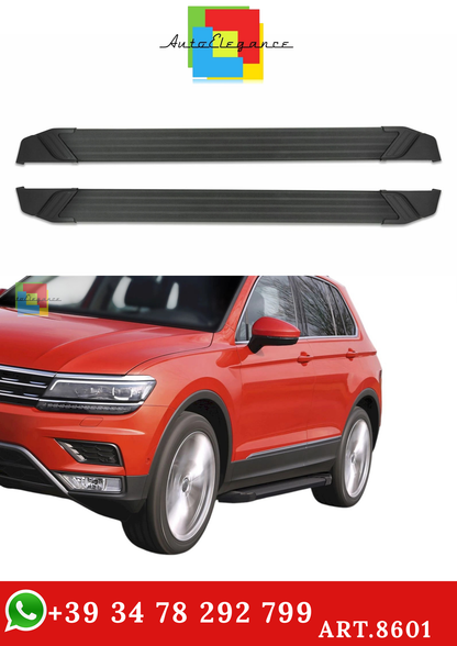 🔥ART.8601 PEDANE LATERALE SOTTOPORTA ALLUMINIO  VW TIGUAN 16-24 BASIC BLACK🔥