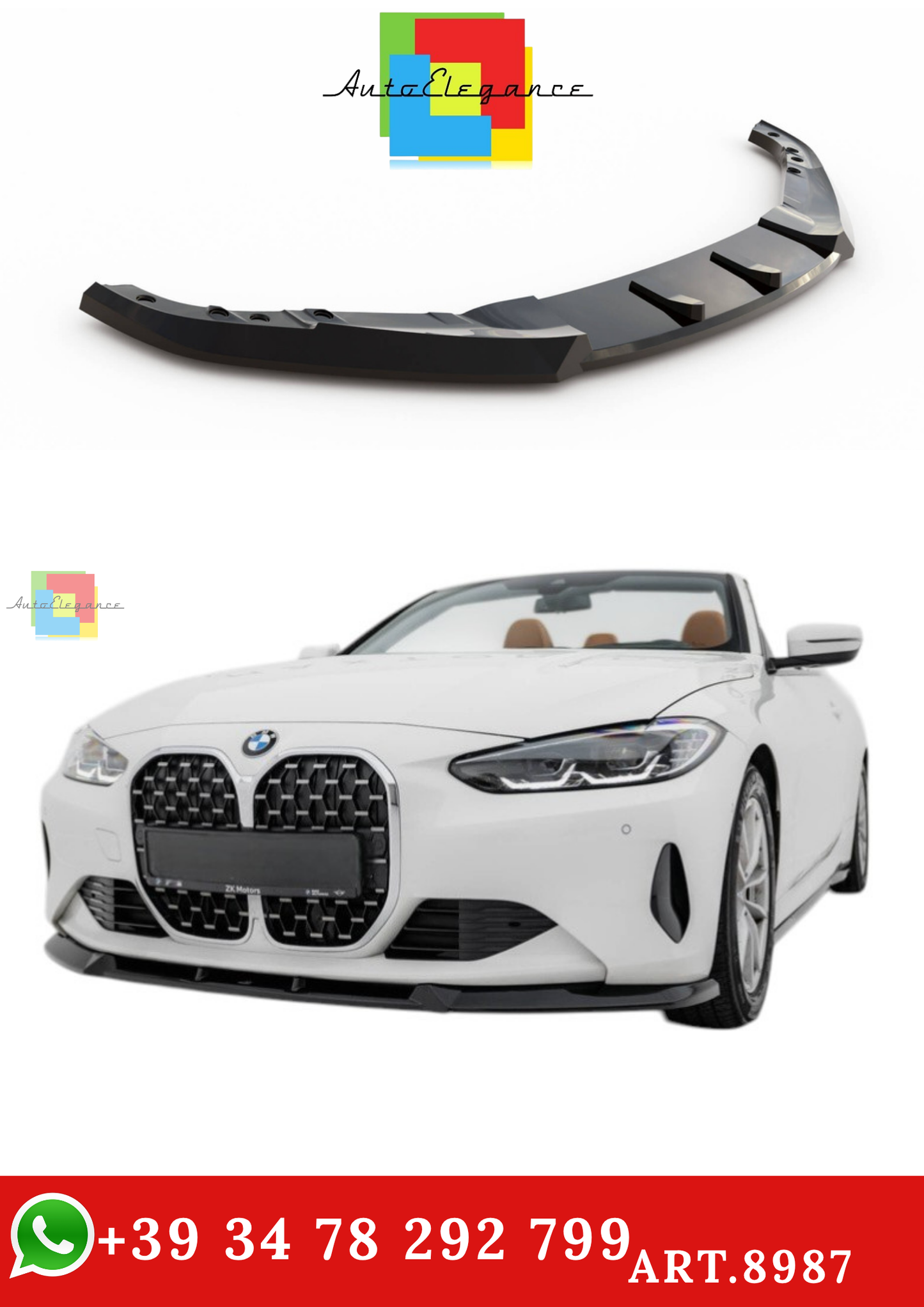 🔥ART.8987 SPLITTER ANTERIORE ADATTO PER BMW SERIE 4 COUPE / CABRIO G22 / G23🔥