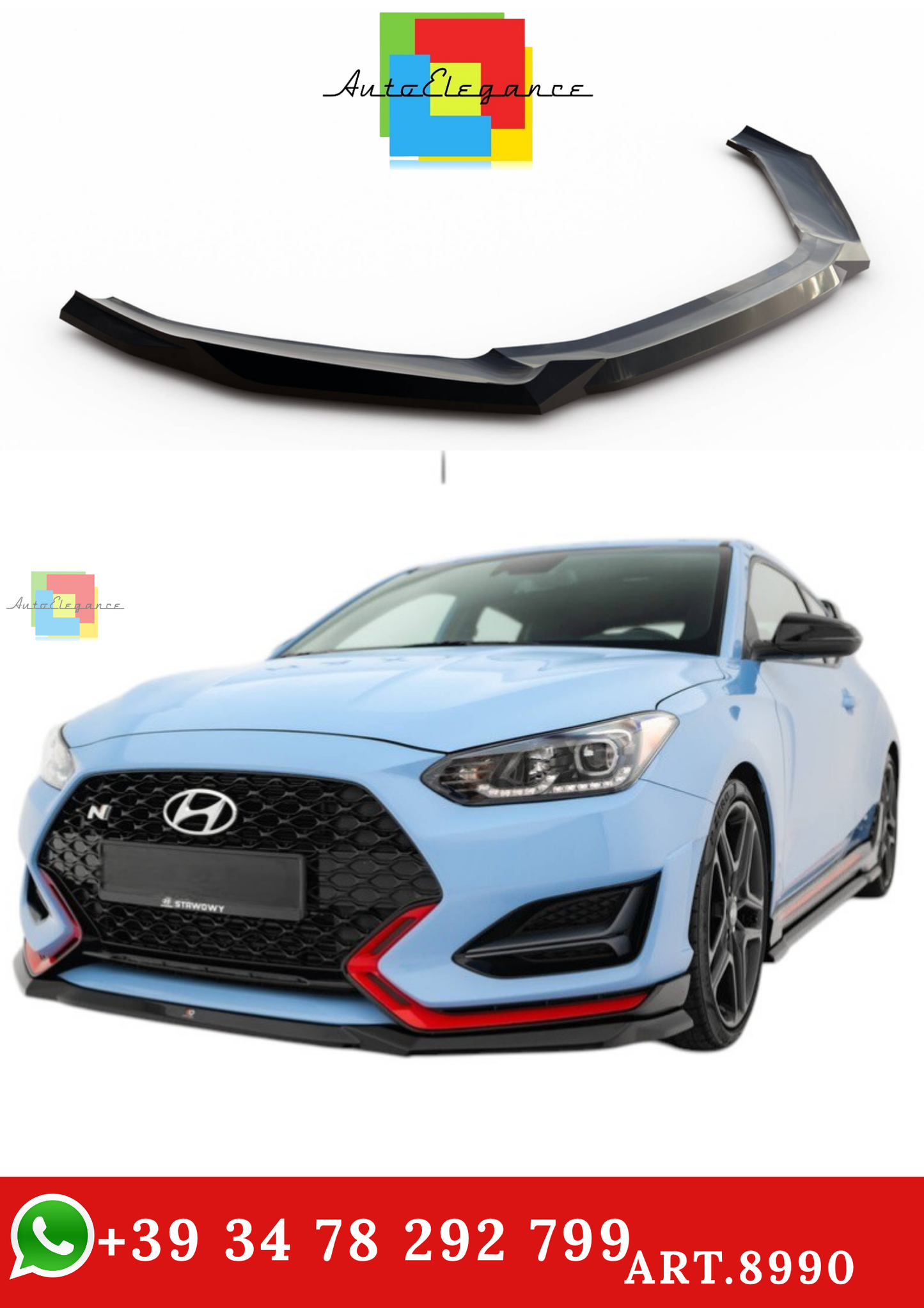 🔥ART.8990 SPLITTER ANTERIORE V.1 ADATTO PER HYUNDAI VELOSTER N Mk2🔥