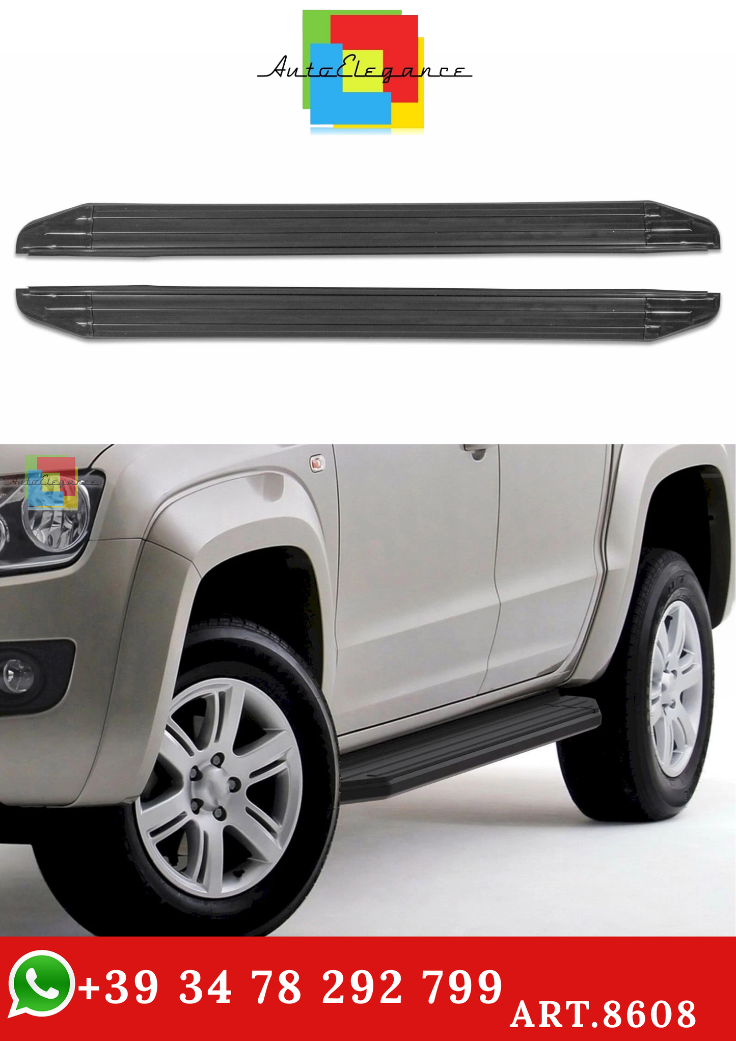 🔥ART.8608 PEDANE LATERALE SOTTOPORTA ALLUMINIO PER VW AMAROK 10-16 PREMIUM🔥