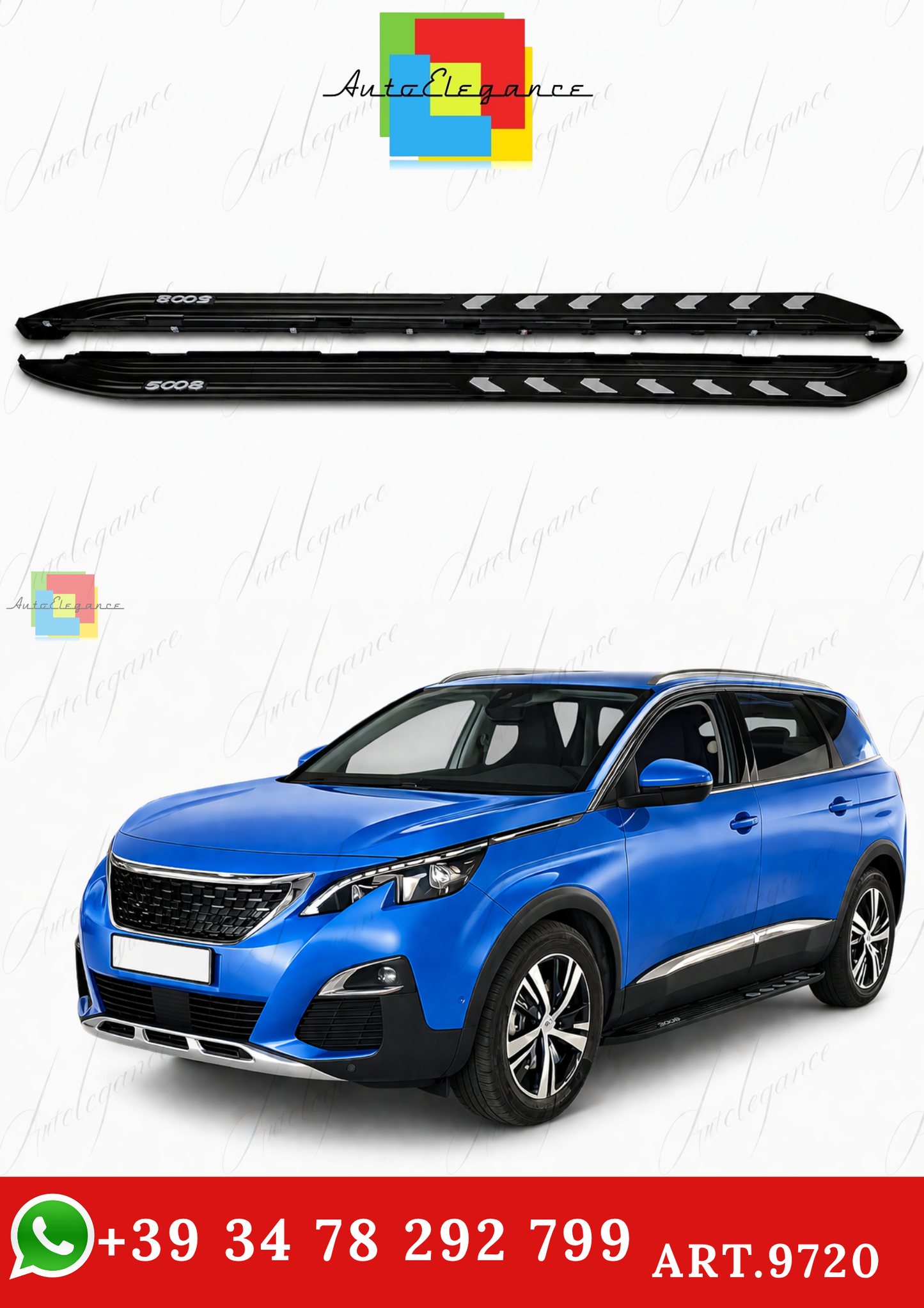 🔥ART.9720 PEDANE LATERALI STILE OE NERO ADATTO PER PEUGEOT 5008 2017-2024🔥