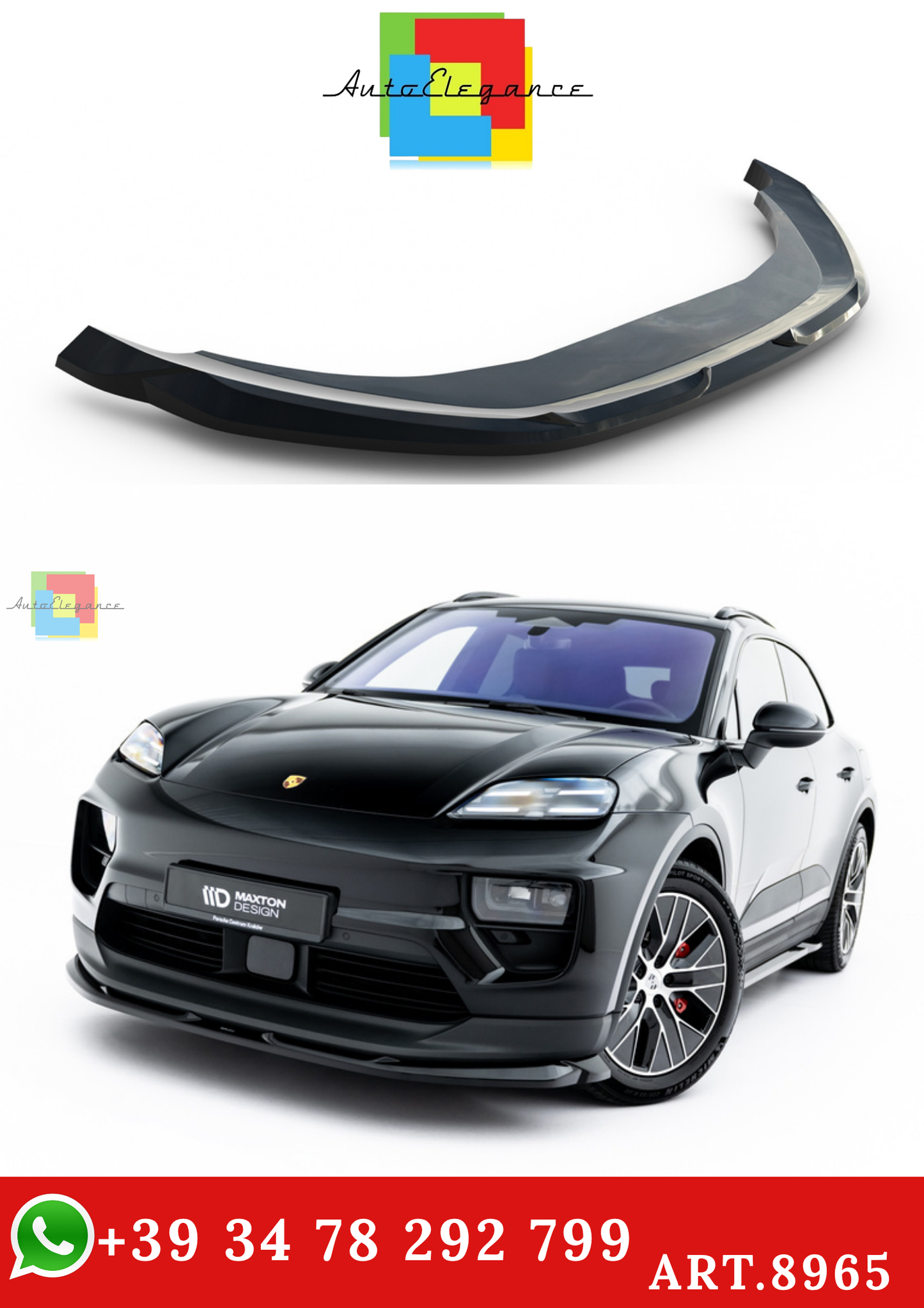 🔥ART.8965 SPLITTER ANTERIORE ADATTO PER PORSCHE MACAN EV Mk1🔥