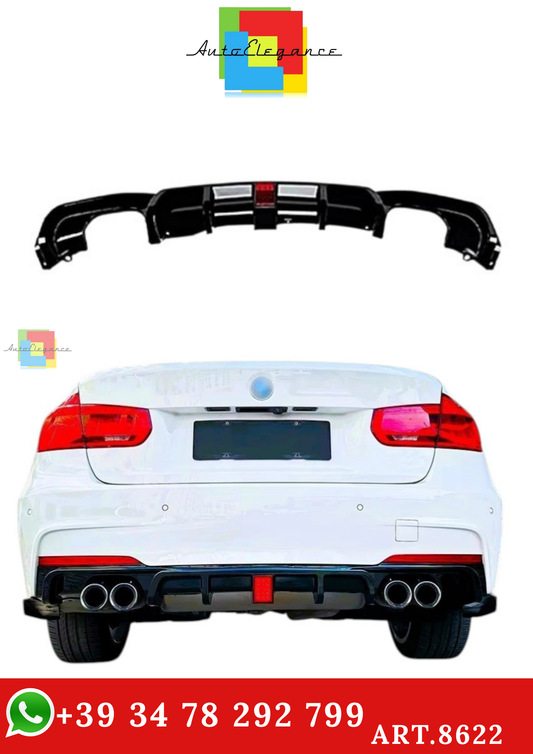 🔥ART.8622 DIFFUSORE POSTERIRE NERO LUCIDO  PER BMW 3 F30 F31 QUAD CON LED🔥