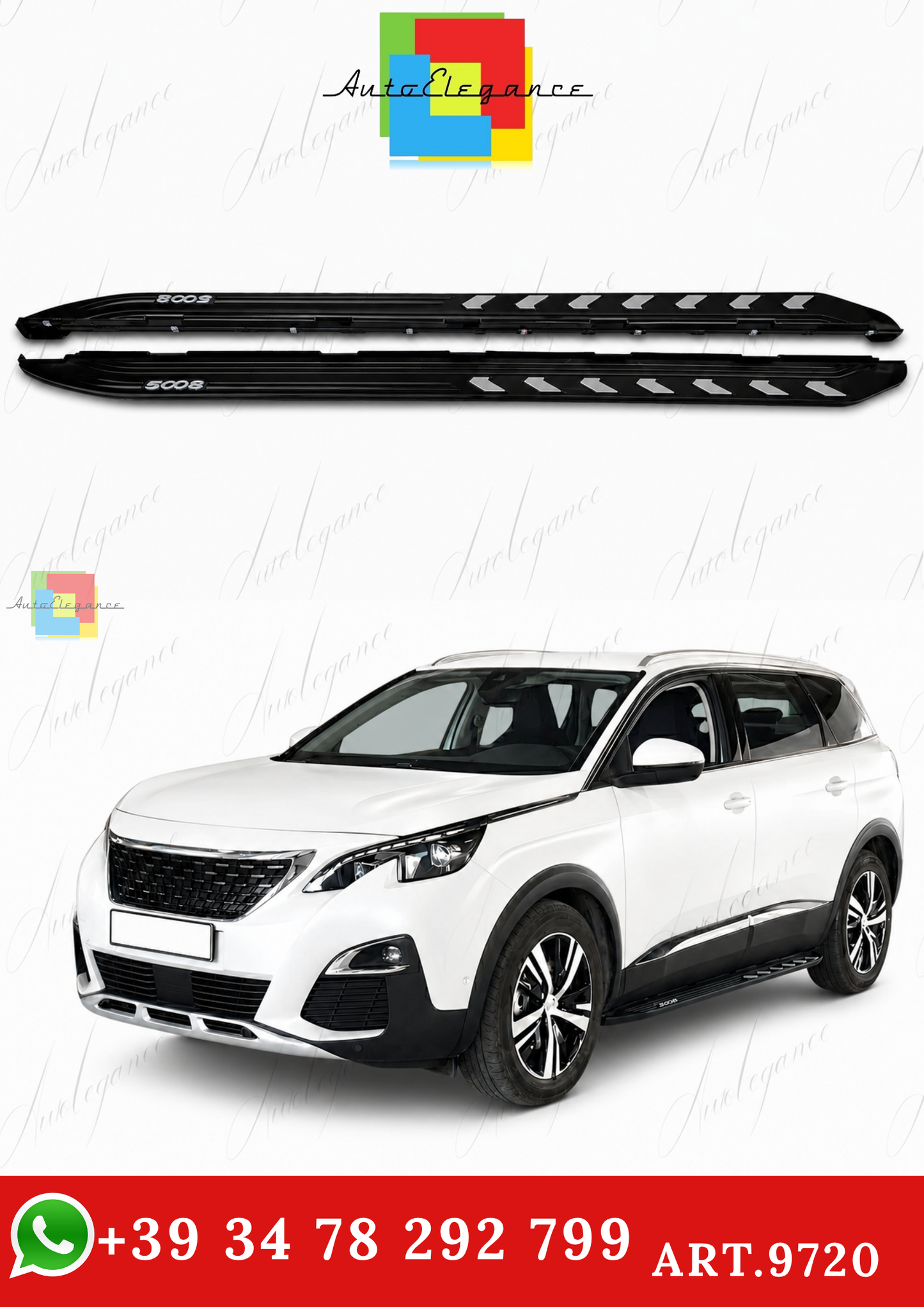 🔥ART.9720 PEDANE LATERALI STILE OE NERO ADATTO PER PEUGEOT 5008 2017-2024🔥