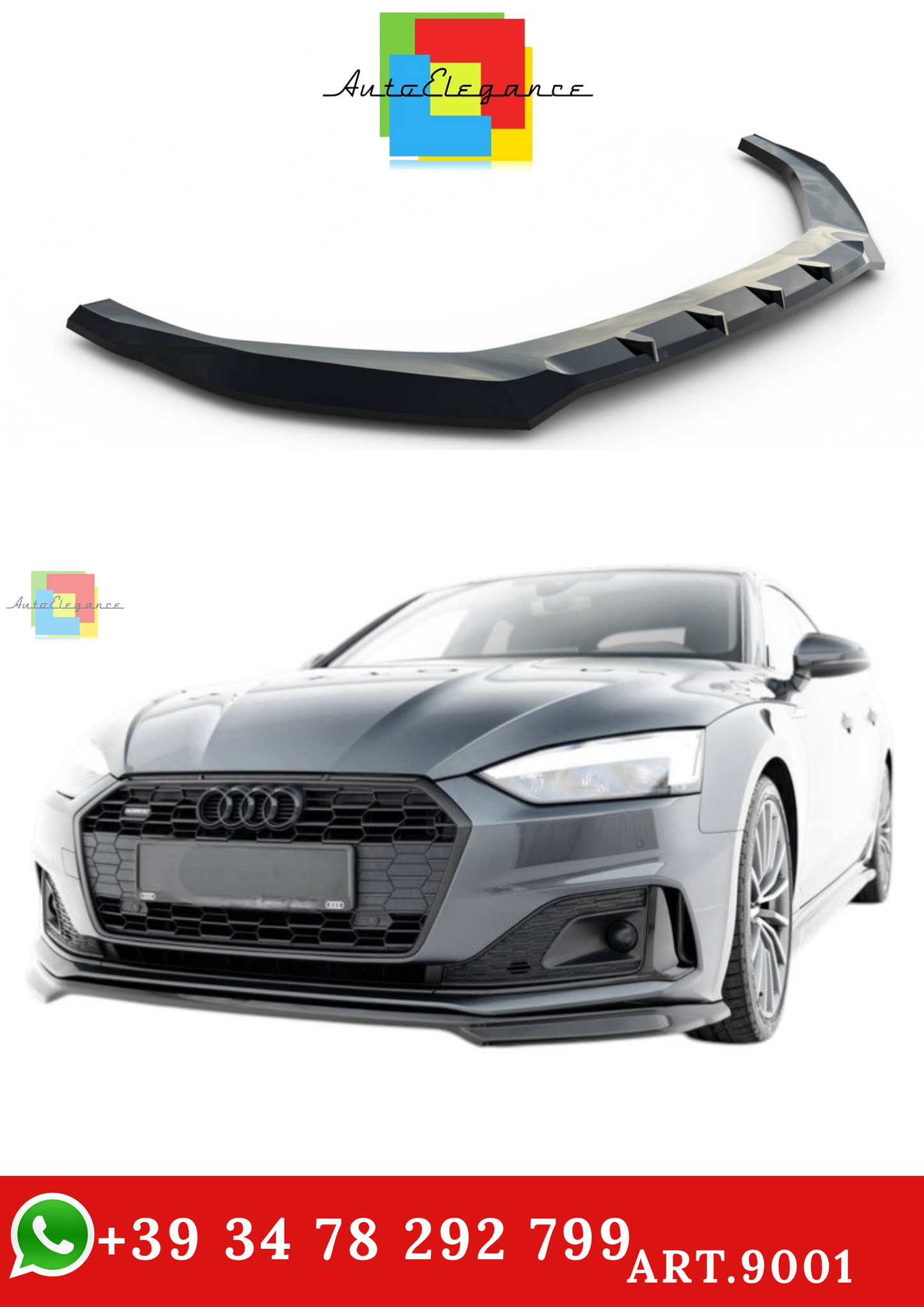 🔥ART.9001 SPLITTER ANTERIORE V.2 ADATTO PER AUDI A5 F5 FACELIFT🔥