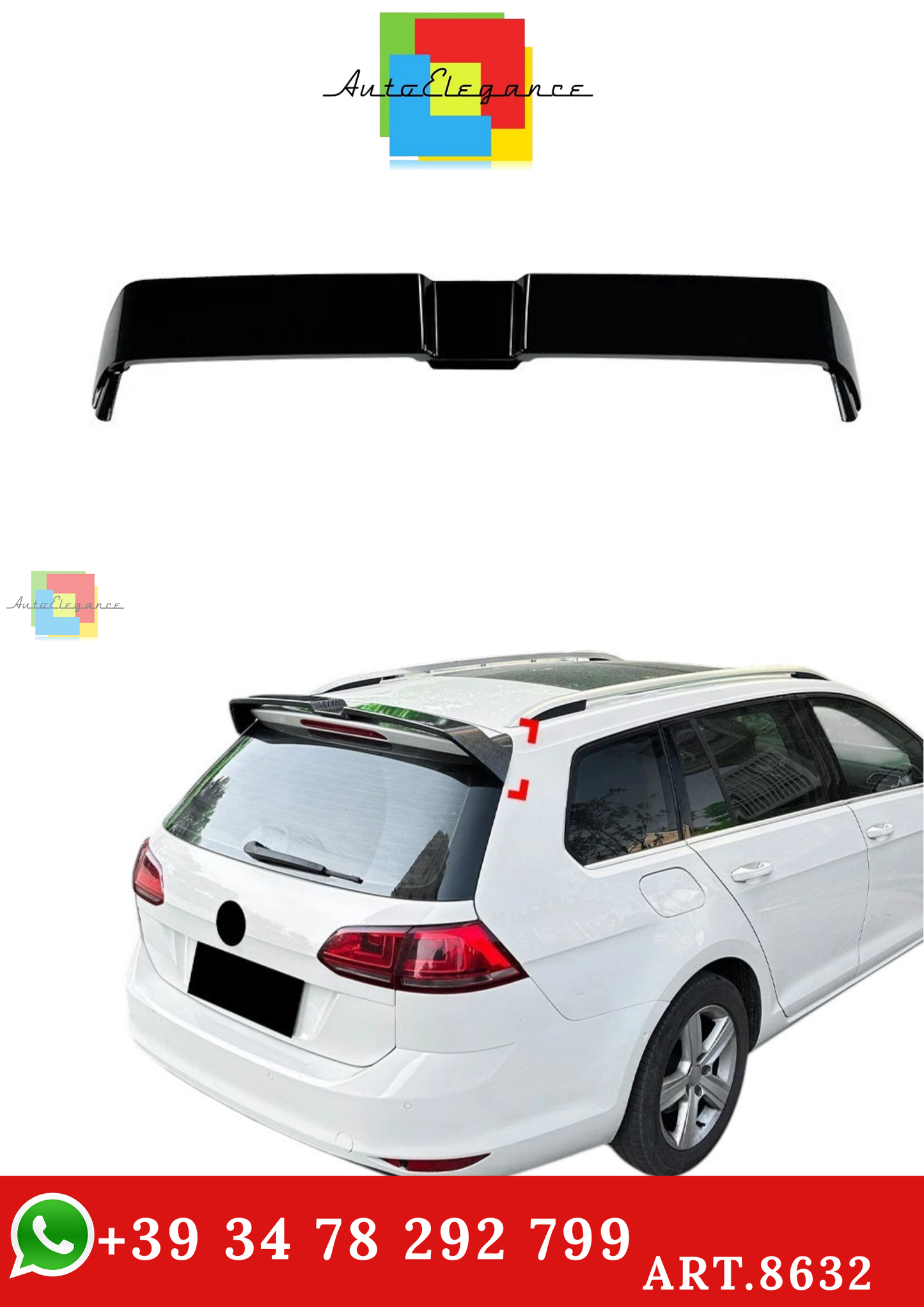 🔥ART.8632 SPOILER NERO LUCIDO VW GOLF MK7/7.5 STATION WAGON R GTD GTI OETTING🔥