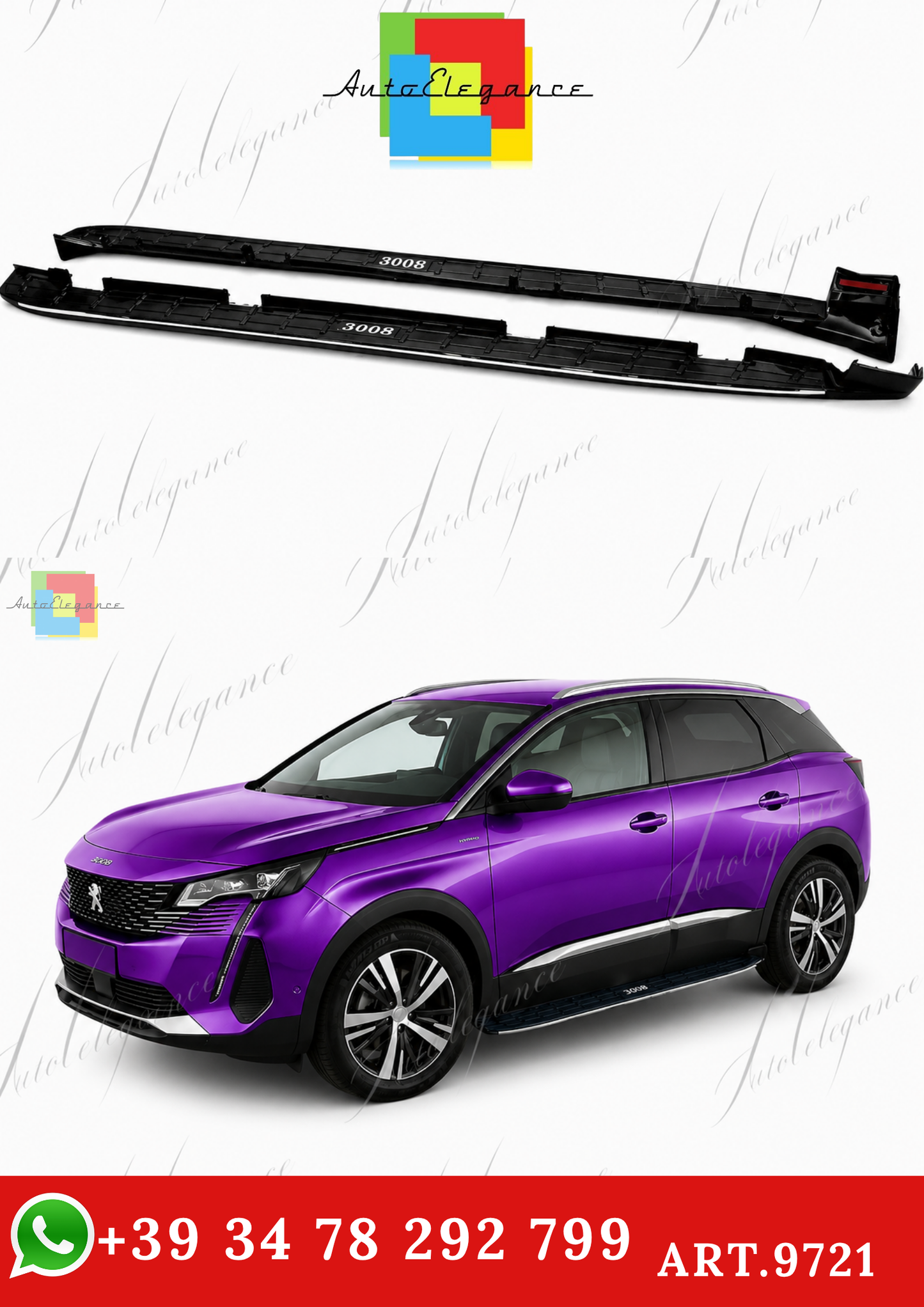 🔥ART.9721 PEDANE LATERALI STILE OE NERO ADATTO PER PEUGEOT 3008 2016-2023🔥