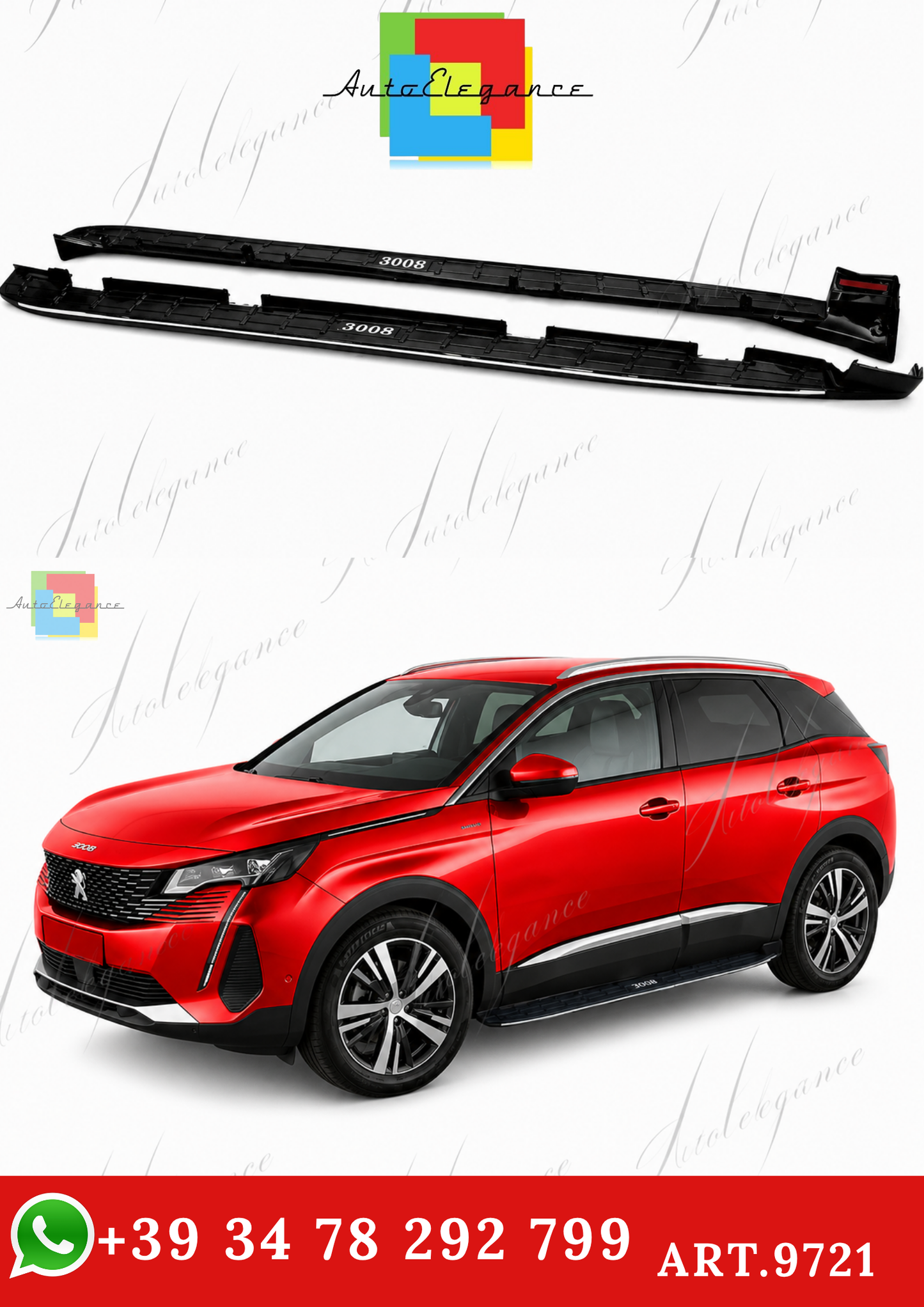 🔥ART.9721 PEDANE LATERALI STILE OE NERO ADATTO PER PEUGEOT 3008 2016-2023🔥