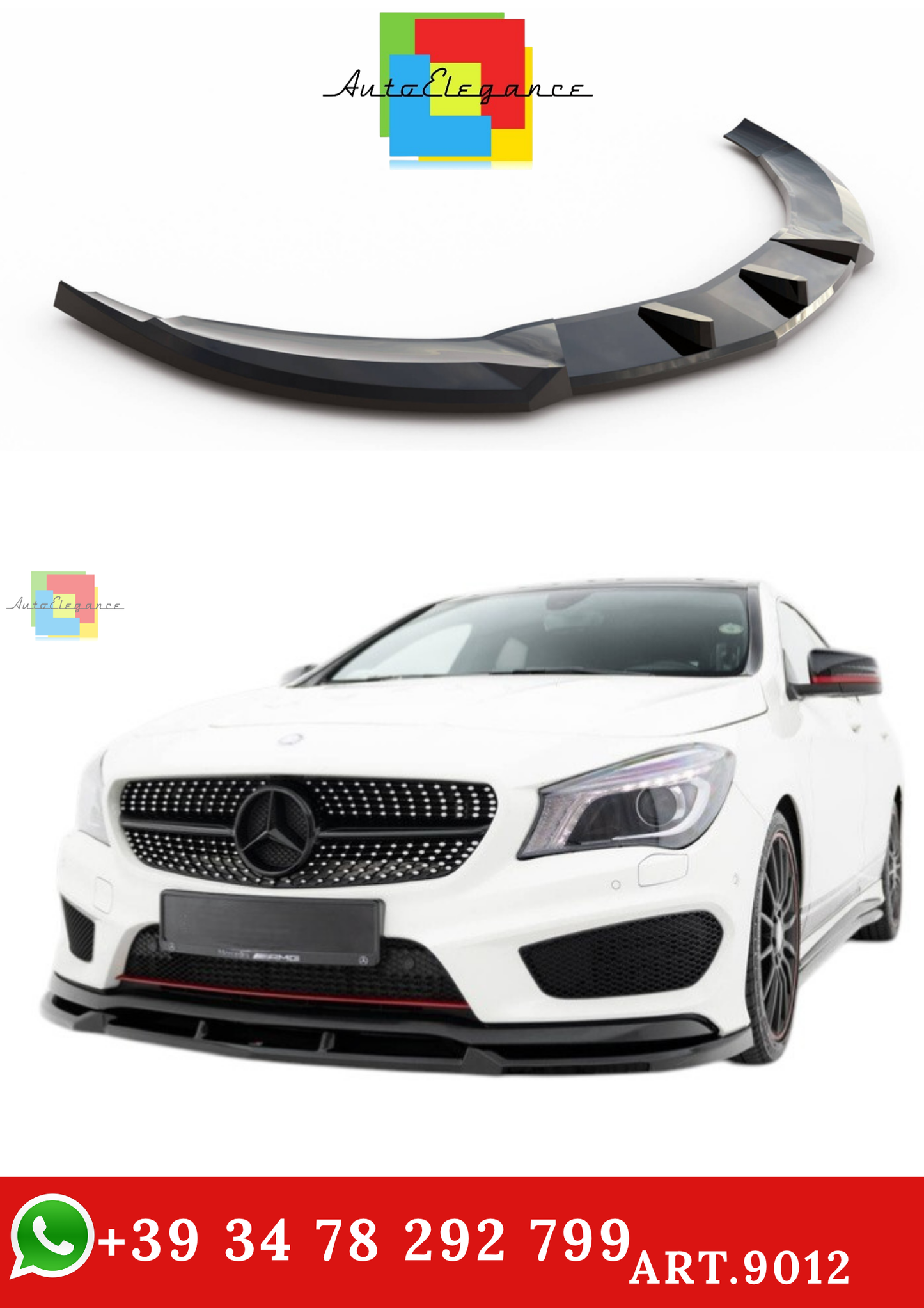 🔥ART.9012 SPLITTER ANTERIORE ADATTO PER MERCEDES-BENZ CLA AMG-LINE C117🔥