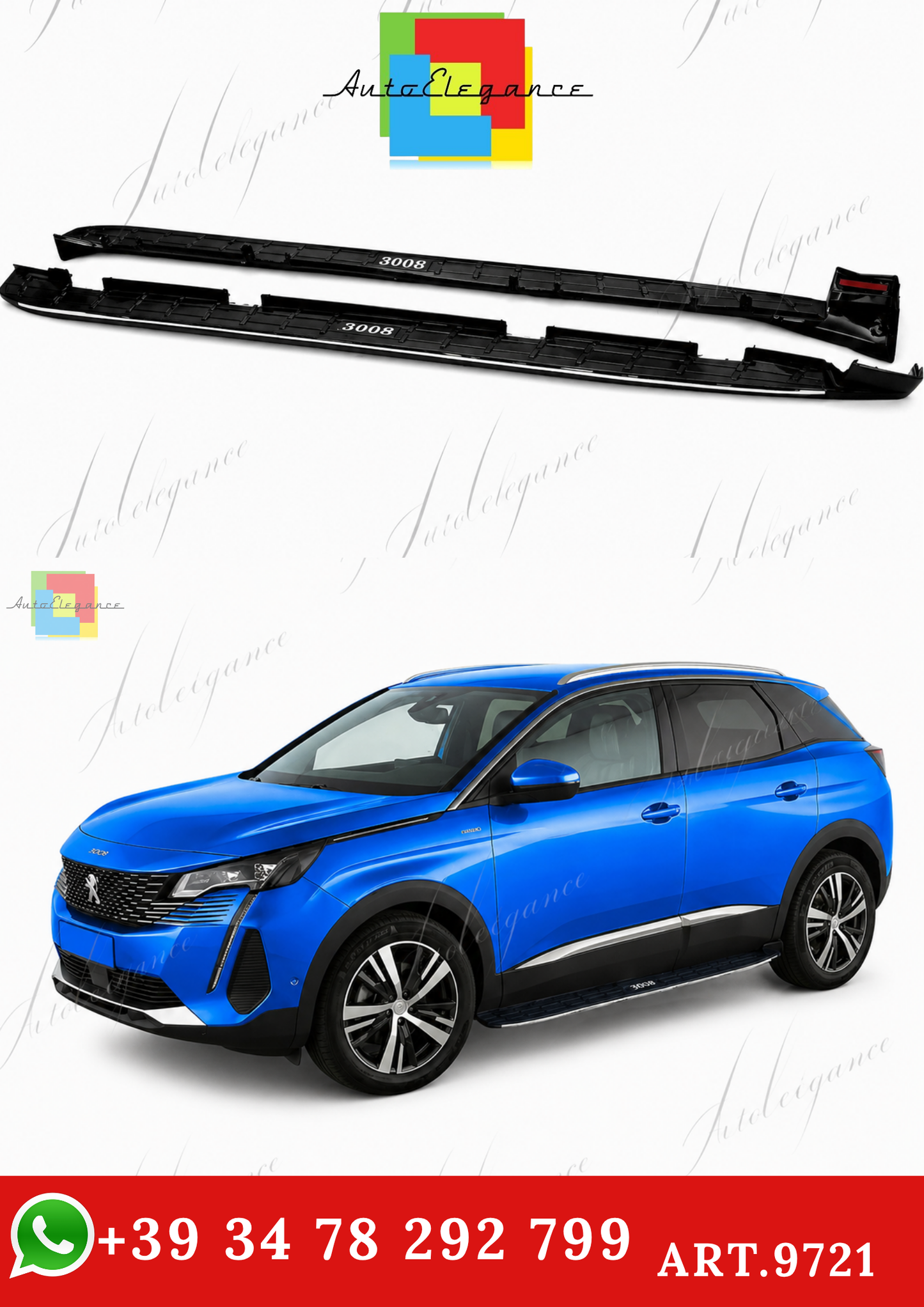 🔥ART.9721 PEDANE LATERALI STILE OE NERO ADATTO PER PEUGEOT 3008 2016-2023🔥