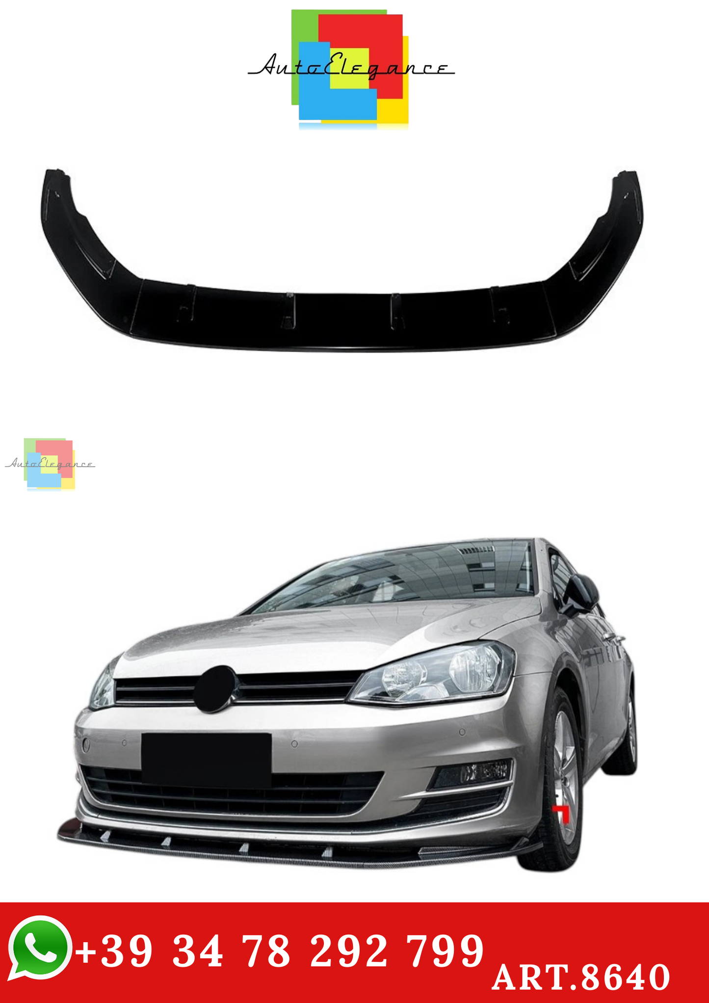 🔥ART.8640 SPLITTER ANTERIORE NERO LUCIDO VW GOLF MK7 R GTD GTI TSI TDI 13-16🔥