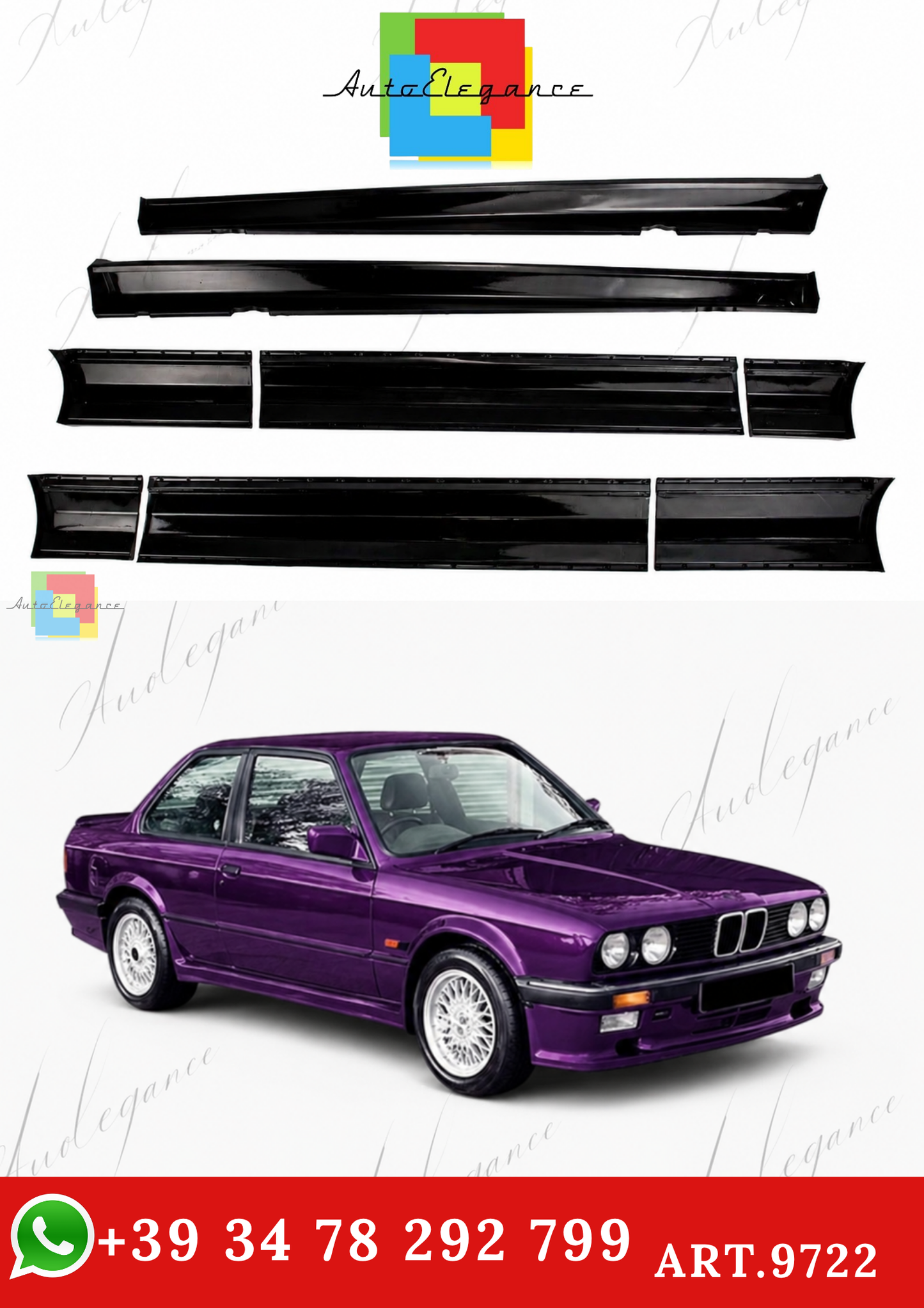 🔥ART.9722 MINIGONNE LATERALI+ PANNELLI PORTA PER BMW 3 COUPE CABRIO 1985-1994🔥
