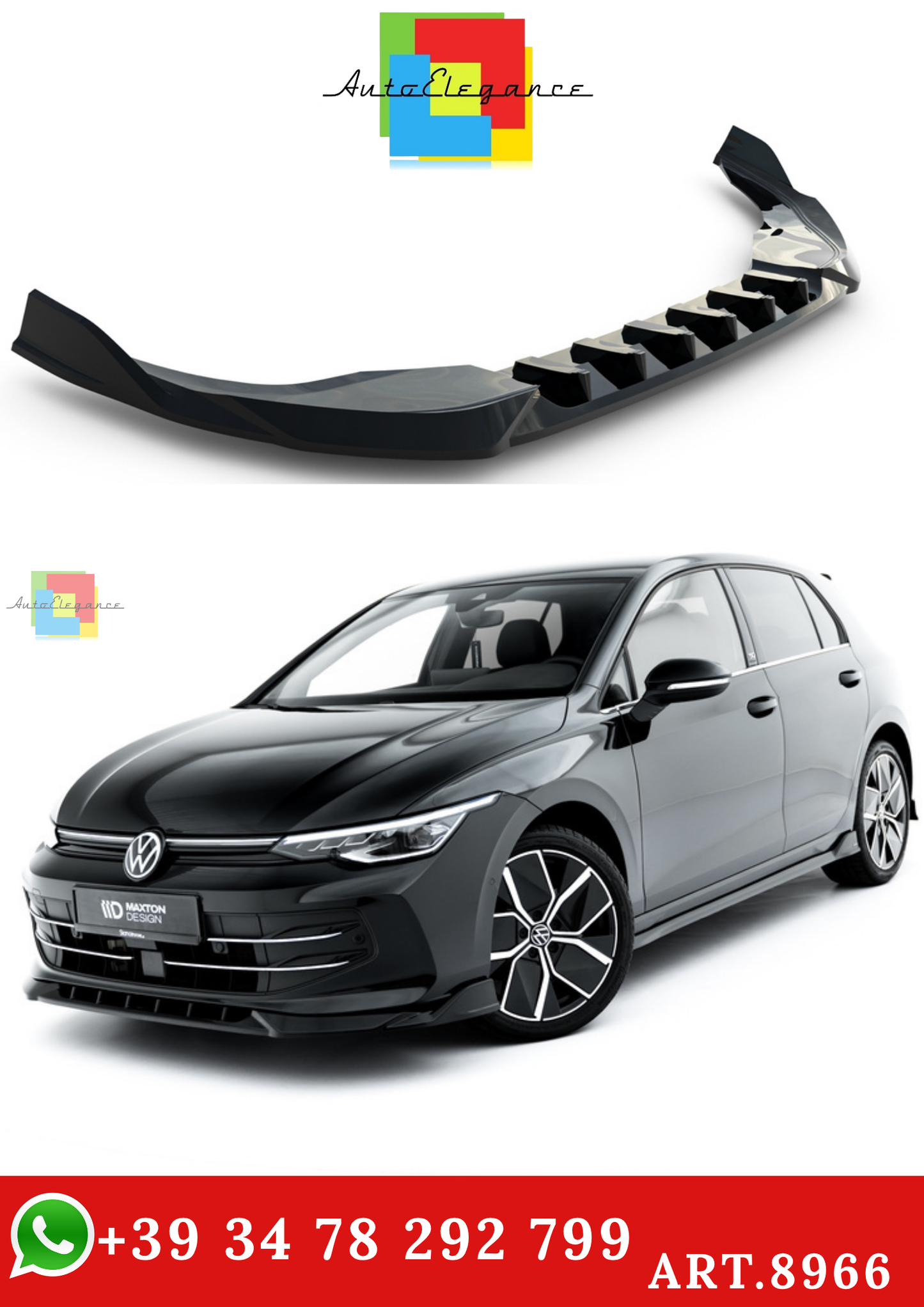 🔥ART.8966 SPLITTER ANTERIORE V.1 ADATTO PER VW GOLF HATCHBACK Mk8 FACELIFT🔥