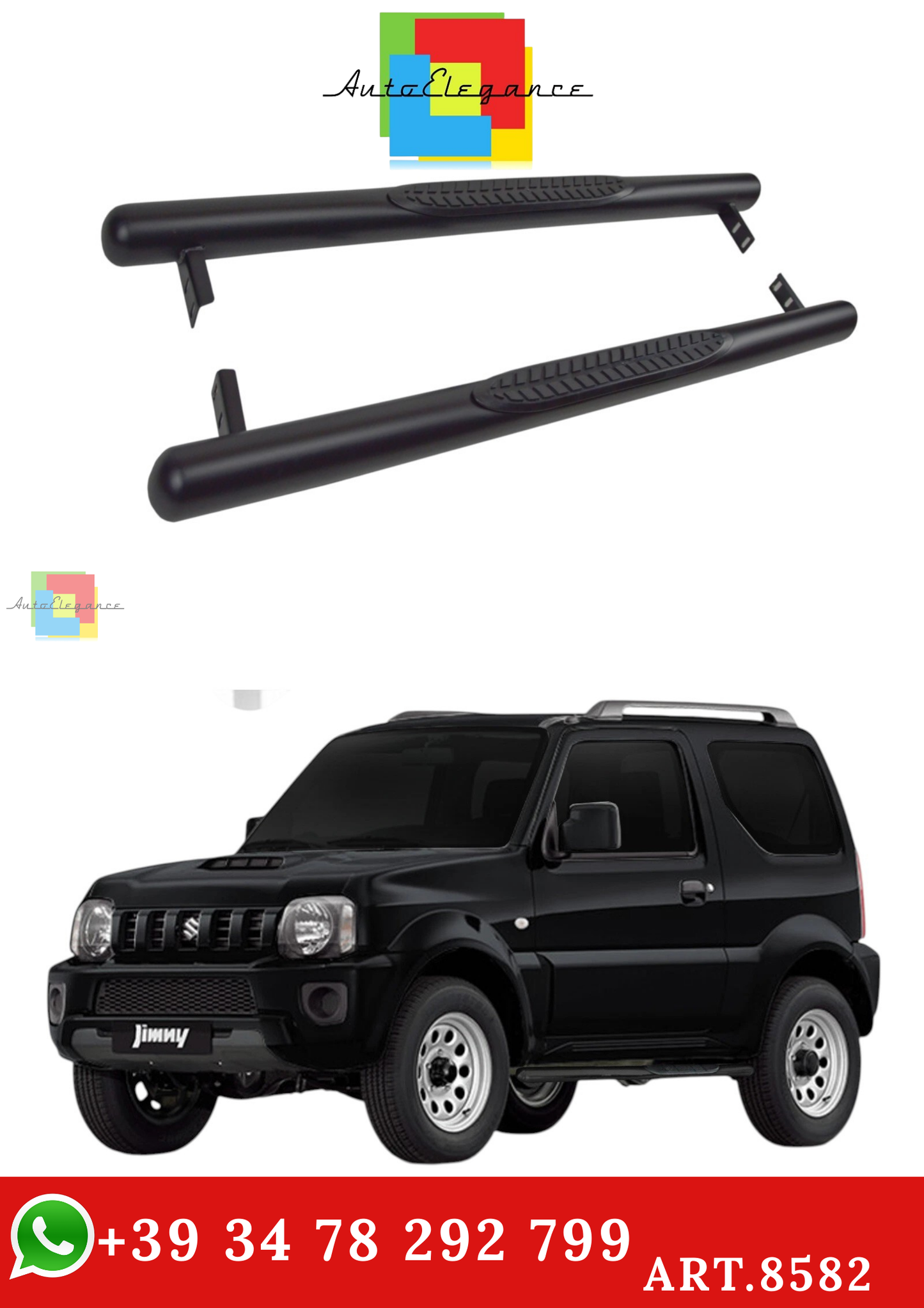🔥ART.8582 BARRE LATERALI PEDANE INOX SUZUKI JIMNY 1998-2018 3-PORTE BERLINA🔥