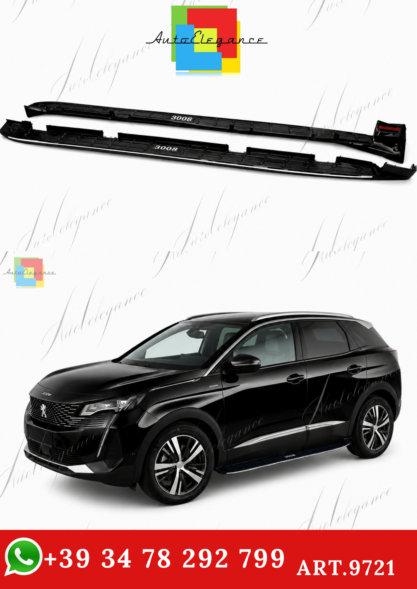 🔥ART.9721 PEDANE LATERALI STILE OE NERO ADATTO PER PEUGEOT 3008 2016-2023🔥